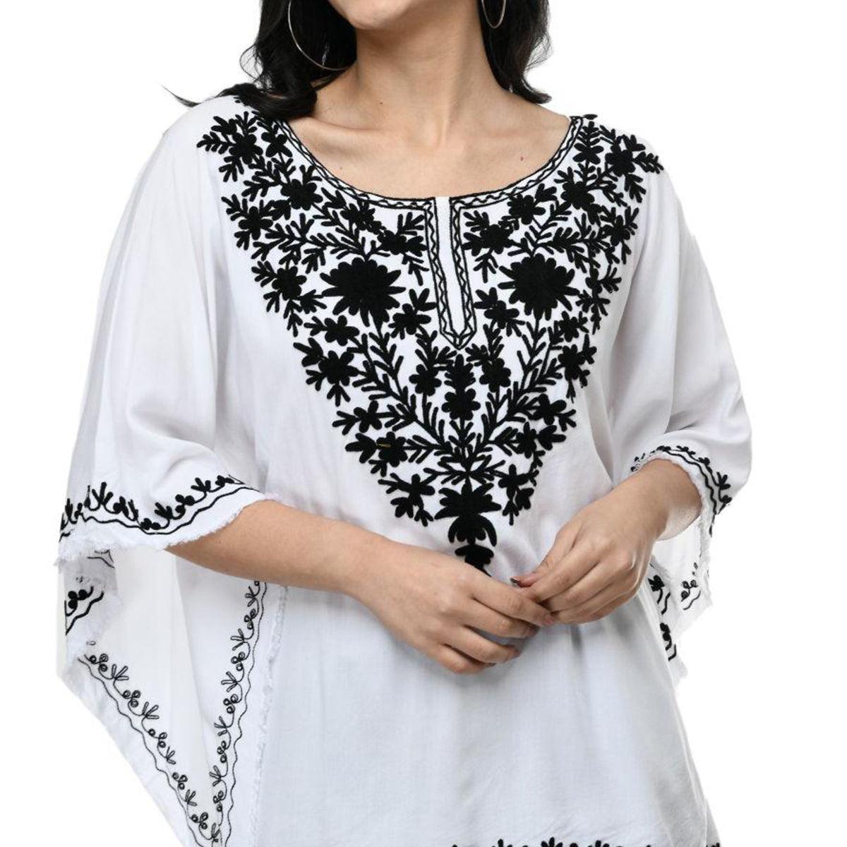 SAAKAA - Women's Poly Cotton White Regular Top - Peachmode