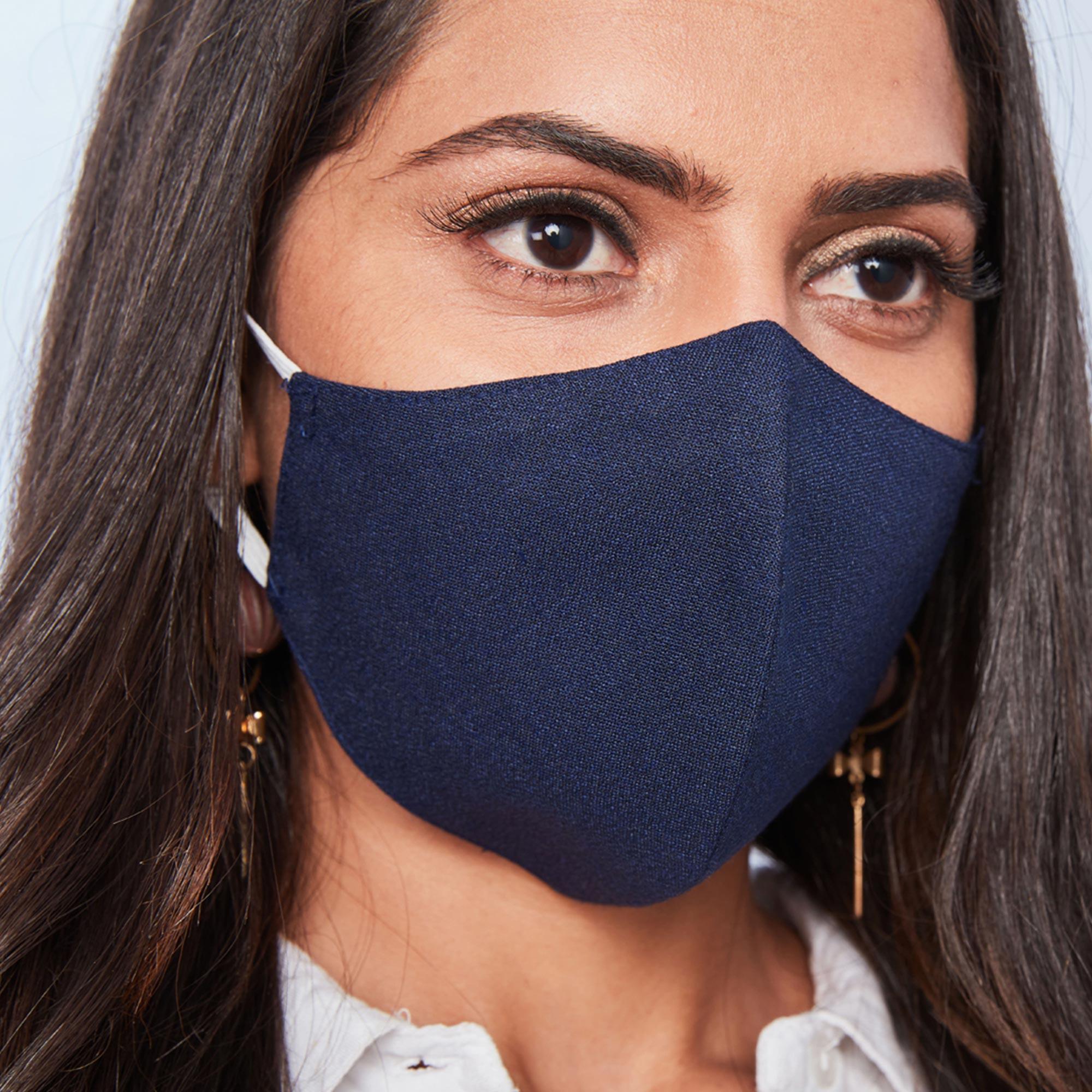 Saree Mall Blue Color Cotton Cloth Mask (Pack Of 10) - Peachmode