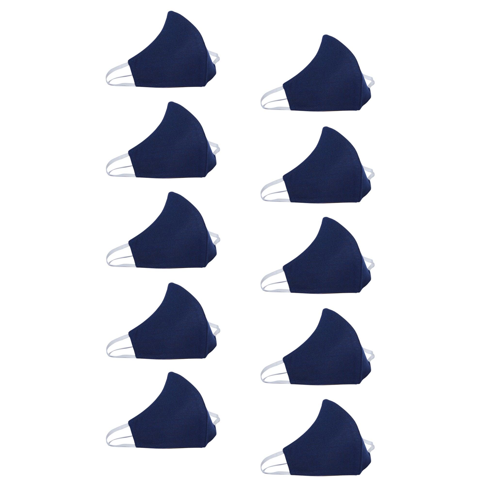 Saree Mall Blue Color Cotton Cloth Mask (Pack Of 10) - Peachmode