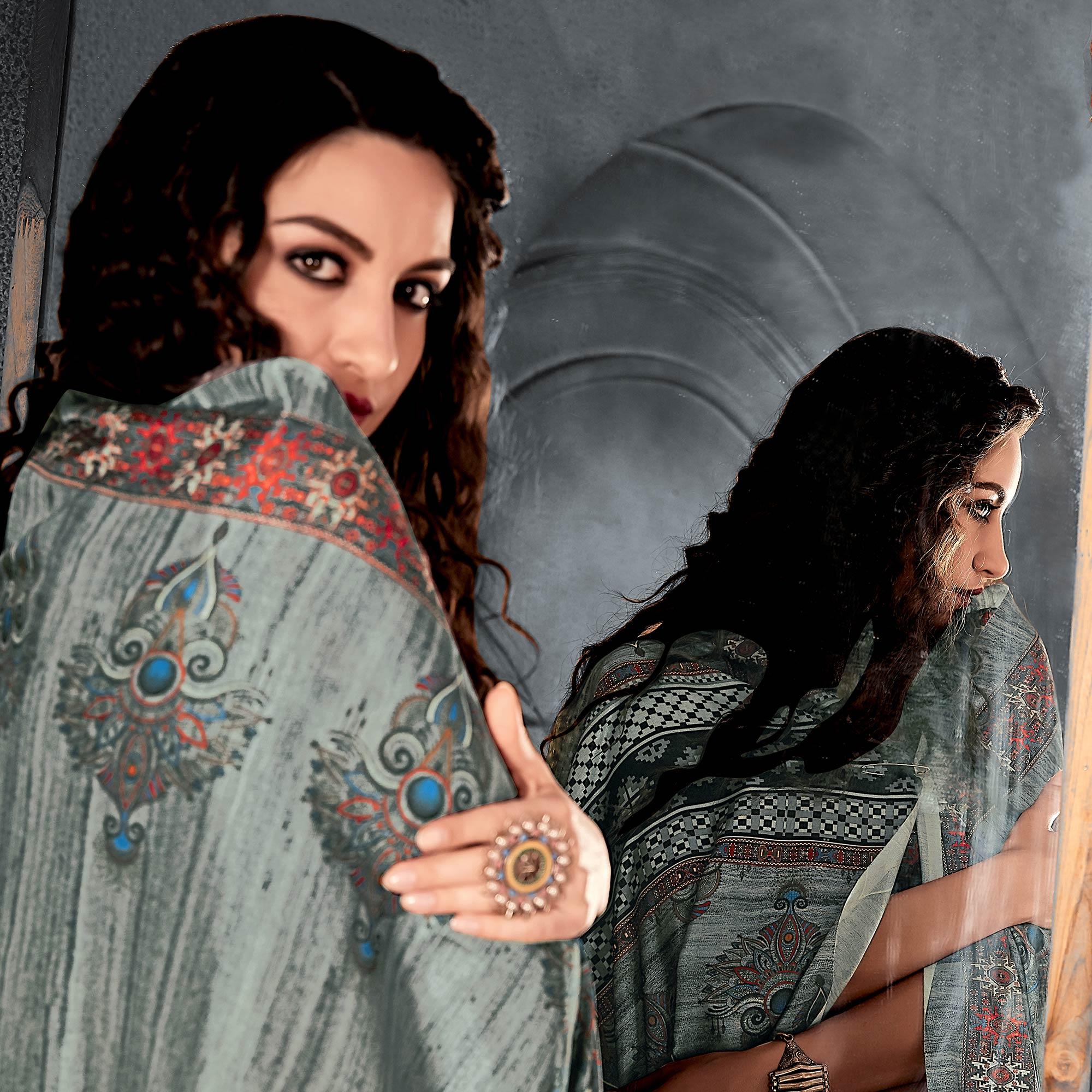 Sareemall Brown Festive Manipuri Silk Abstract Saree With Unstitched Blouse - Peachmode