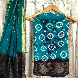 Sea Green Casual Wear Printed Pure Cotton Dress Material - Peachmode