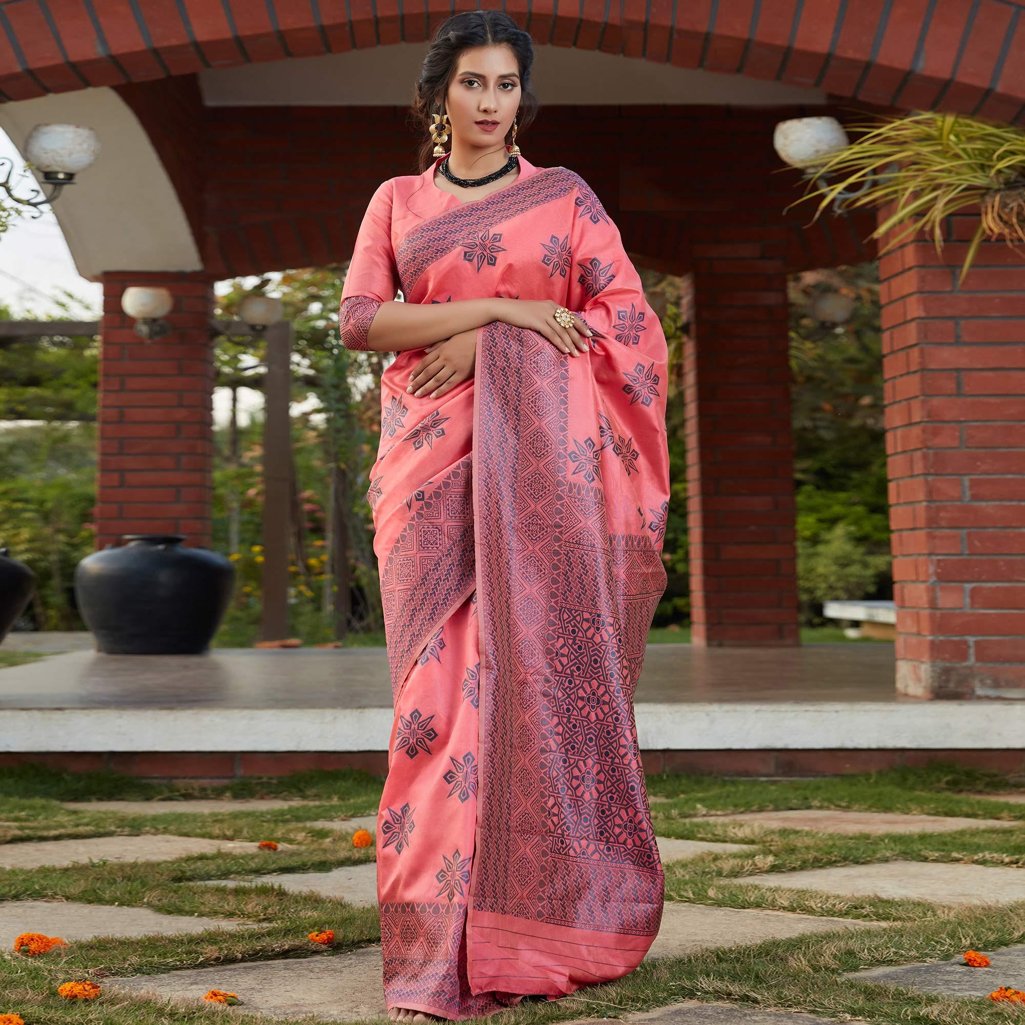 Sensational Dark Pink Colored Festive Wear Woven Banarasi Silk Saree - Peachmode