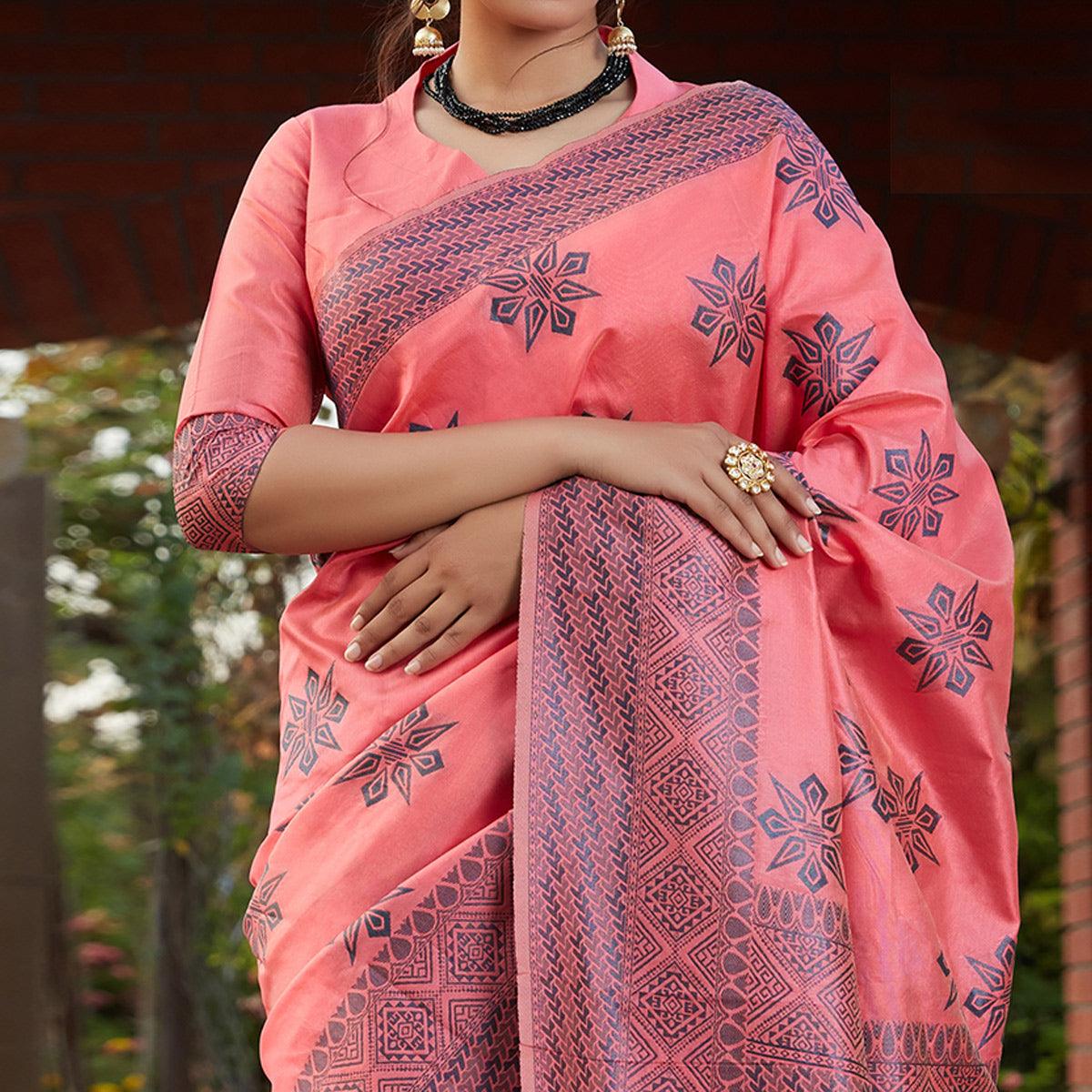 Sensational Dark Pink Colored Festive Wear Woven Banarasi Silk Saree - Peachmode