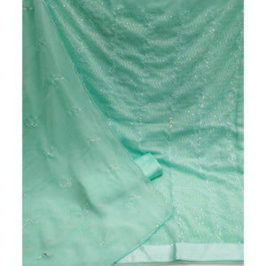 Sky Blue Festive Wear Sequence Embroidered Georgette Dress Material - Peachmode