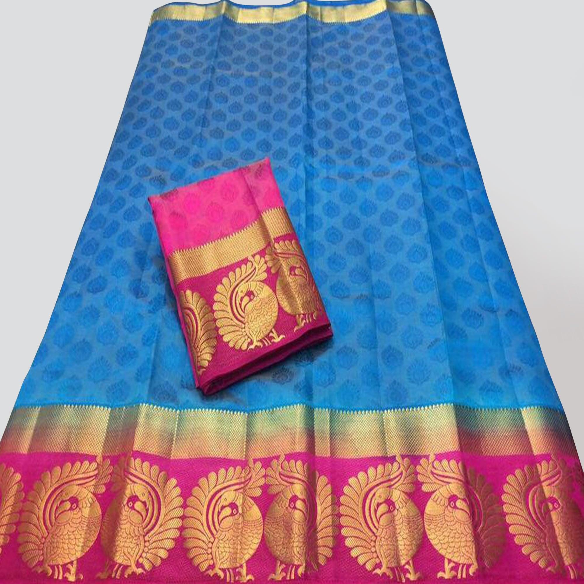Sky Blue Festive Wear Woven Designer Art silk Saree - Peachmode