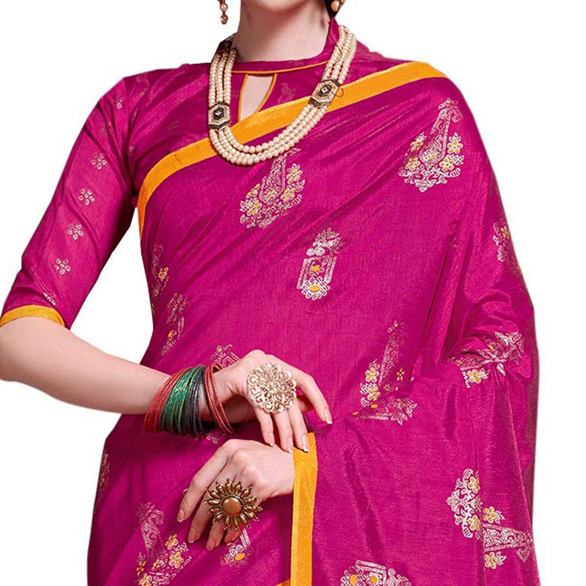 Sophisticated Pink Colored Festive Wear Printed Art Silk Saree - Peachmode