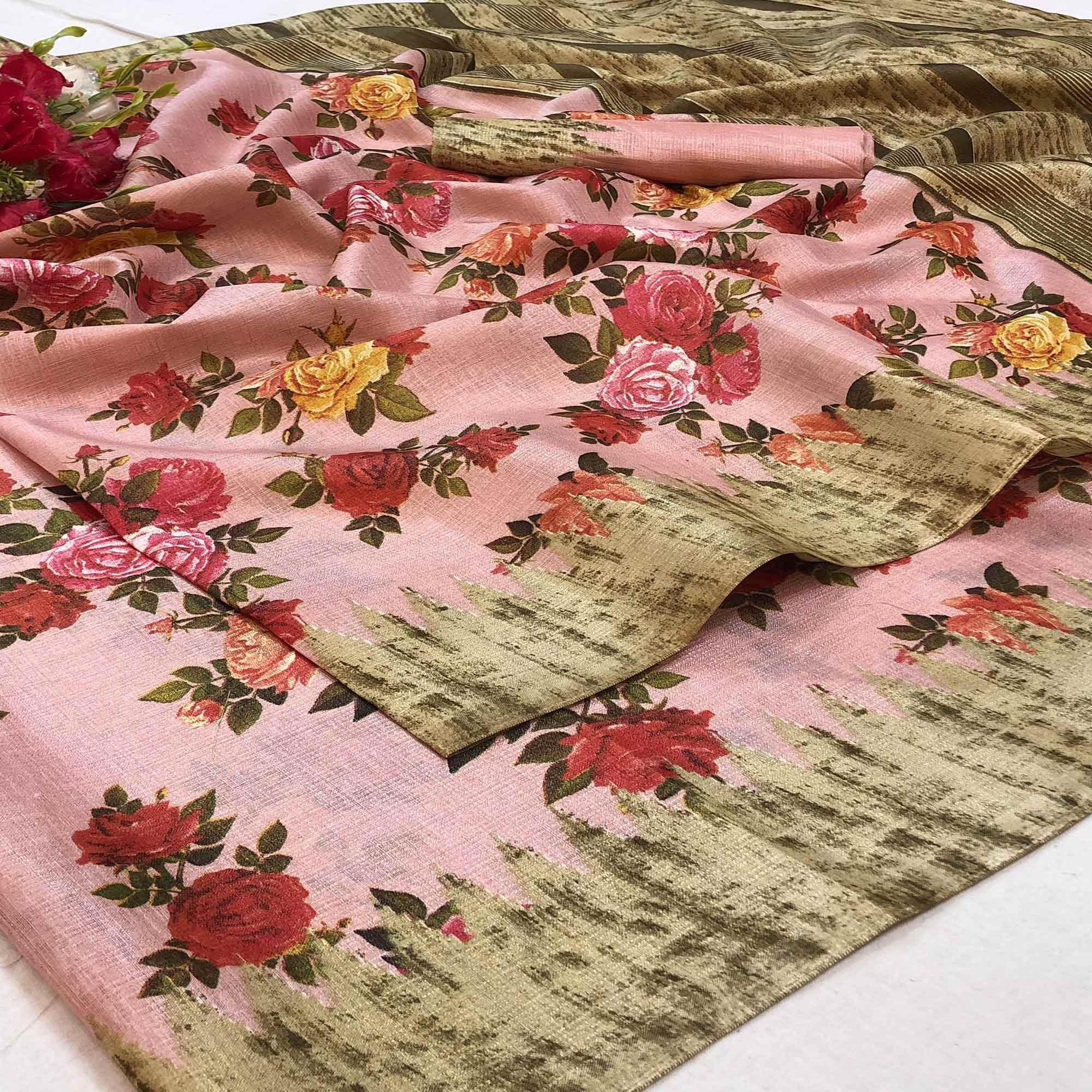 Sophisticated Pink Colored Festive Wear Woven Art Silk Saree - Peachmode