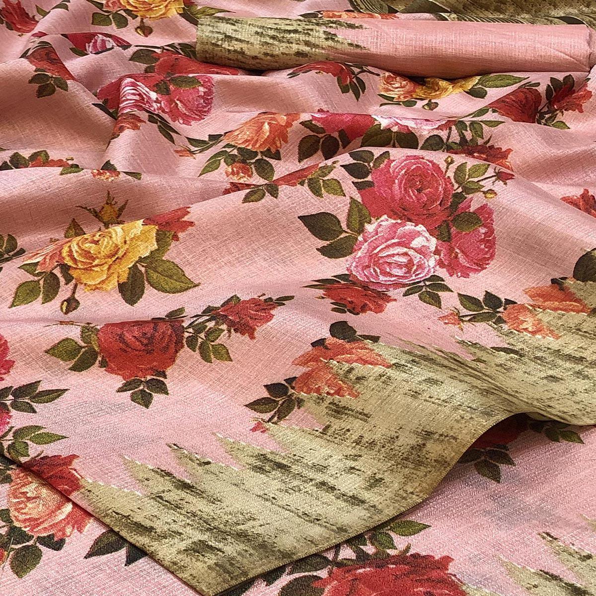 Sophisticated Pink Colored Festive Wear Woven Art Silk Saree - Peachmode