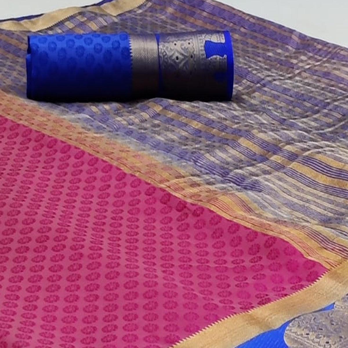 Sophisticated Pink Coloured Festive Wear Woven Art Silk Saree - Peachmode