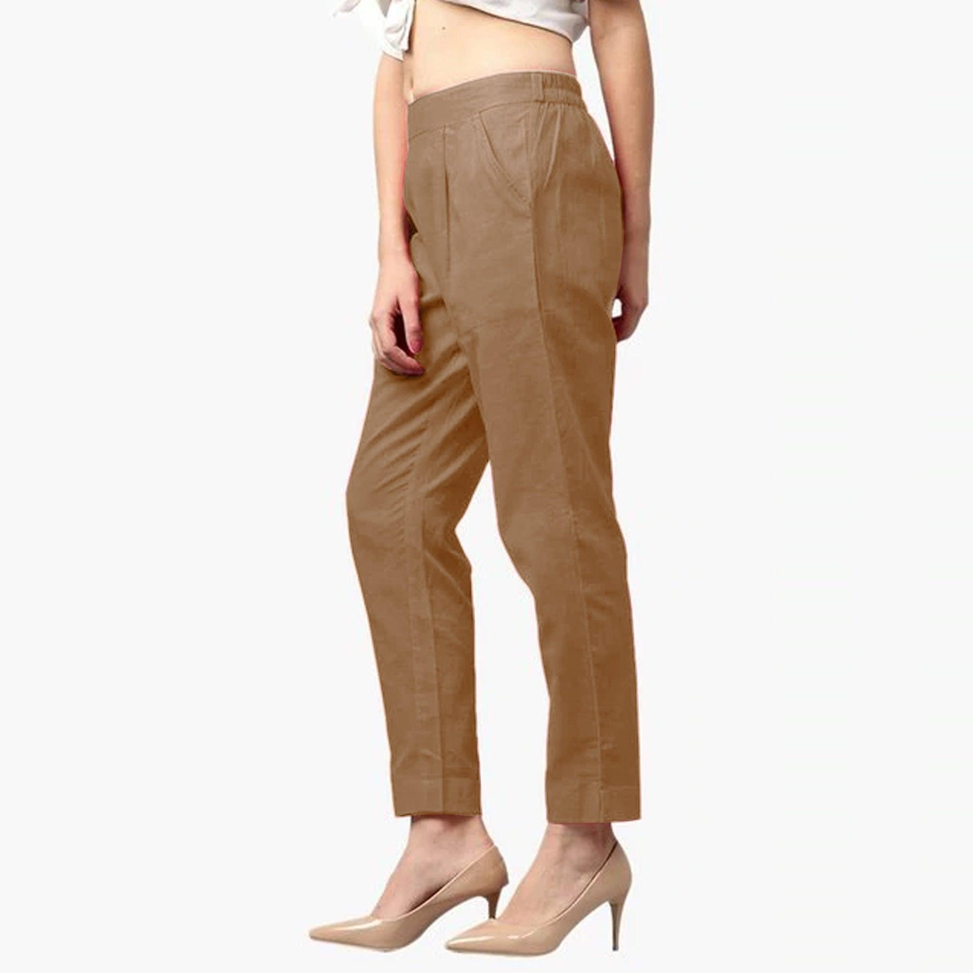 Staring Beige Colored Casual Wear Cotton Pant - Peachmode