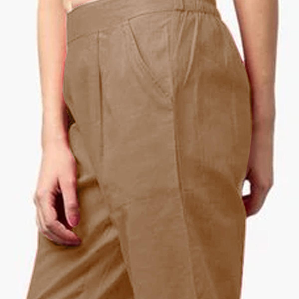 Staring Beige Colored Casual Wear Cotton Pant - Peachmode
