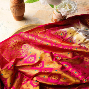 Staring White Colored Festive Wear Woven Art Silk Saree - Peachmode