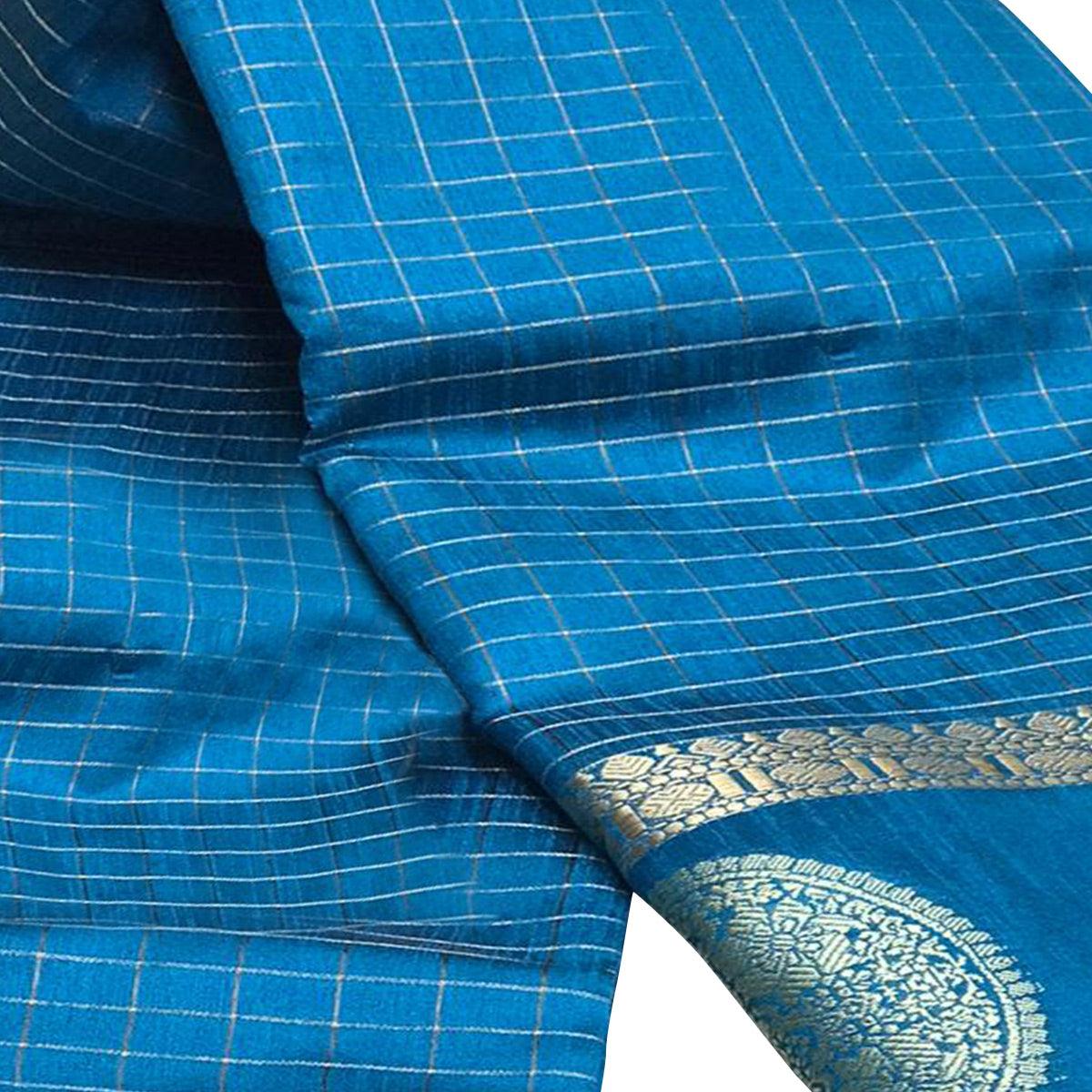 Stunning Blue Colored Festive Wear Woven Silk Saree - Peachmode