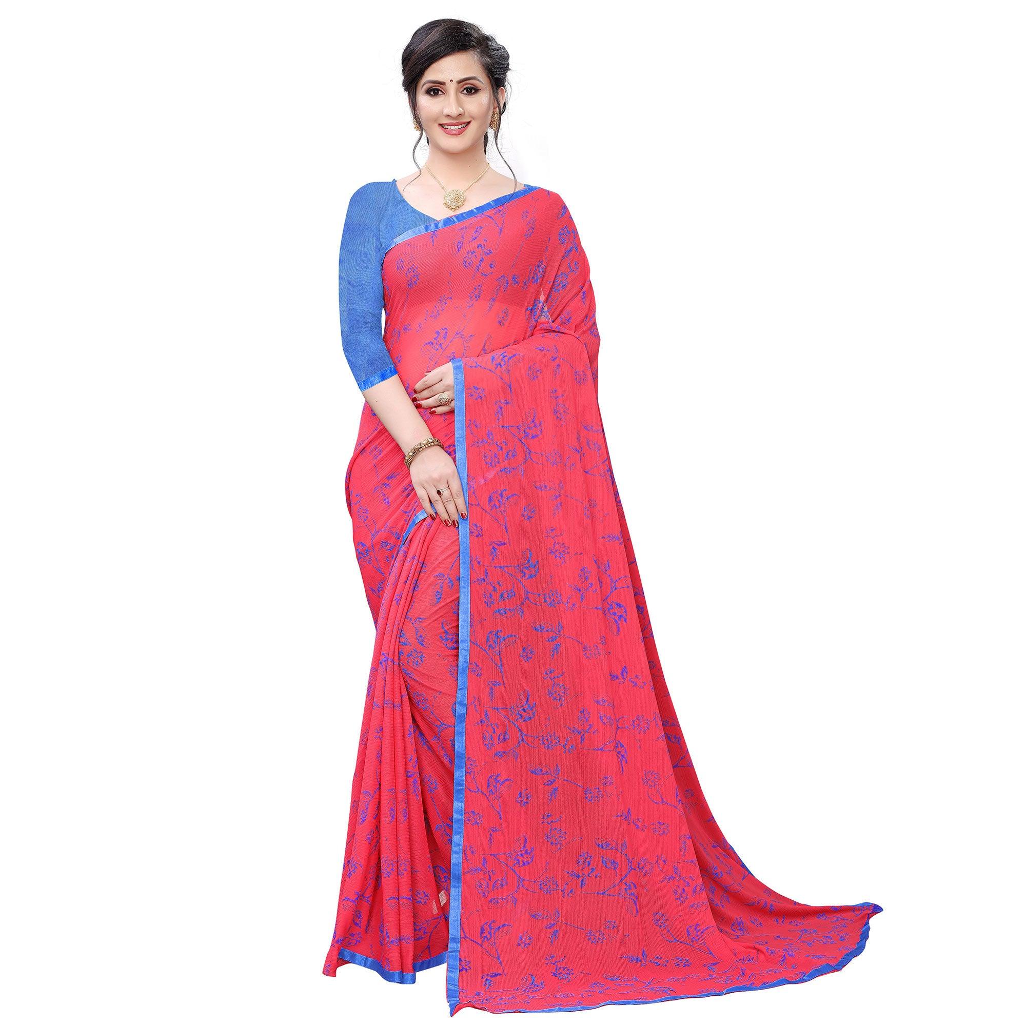 Stunning Pink Colored Casual Wear Printed Art Silk Saree - Peachmode
