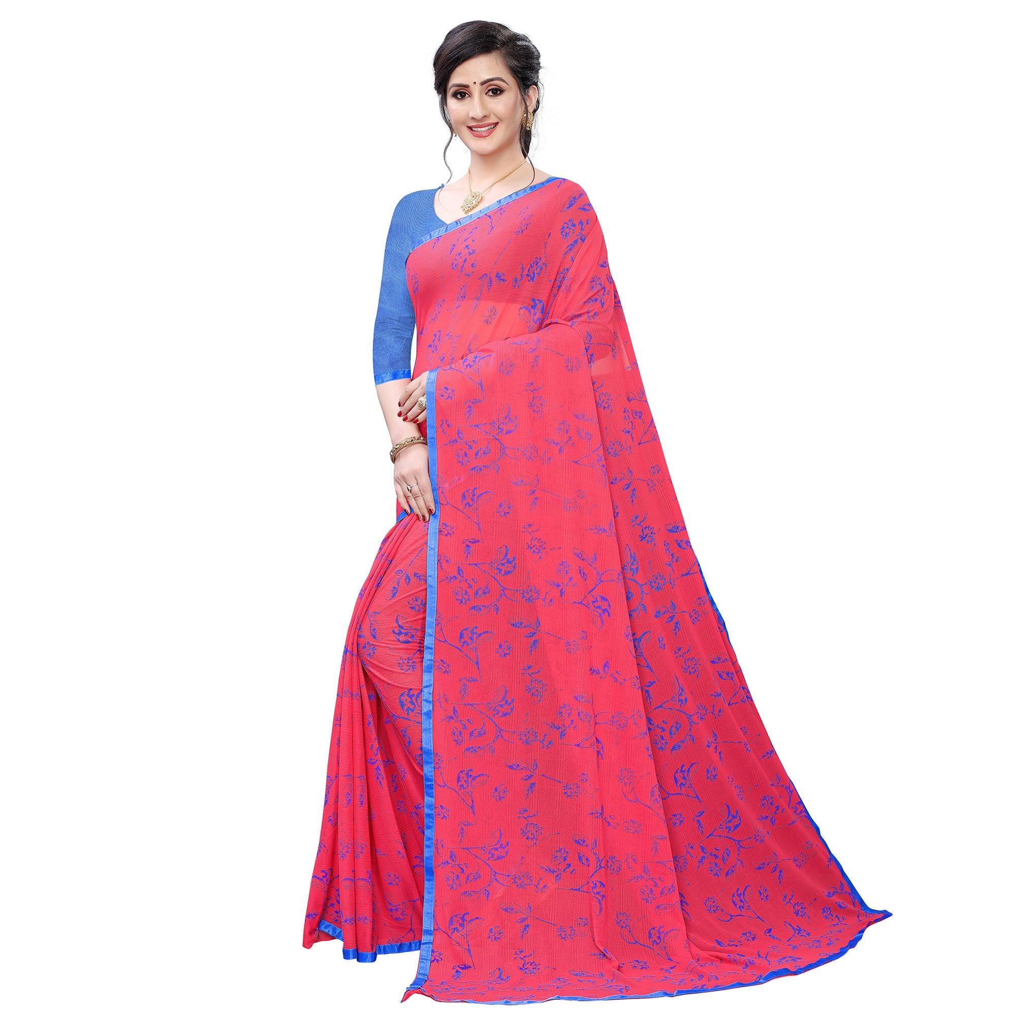 Stunning Pink Colored Casual Wear Printed Art Silk Saree - Peachmode