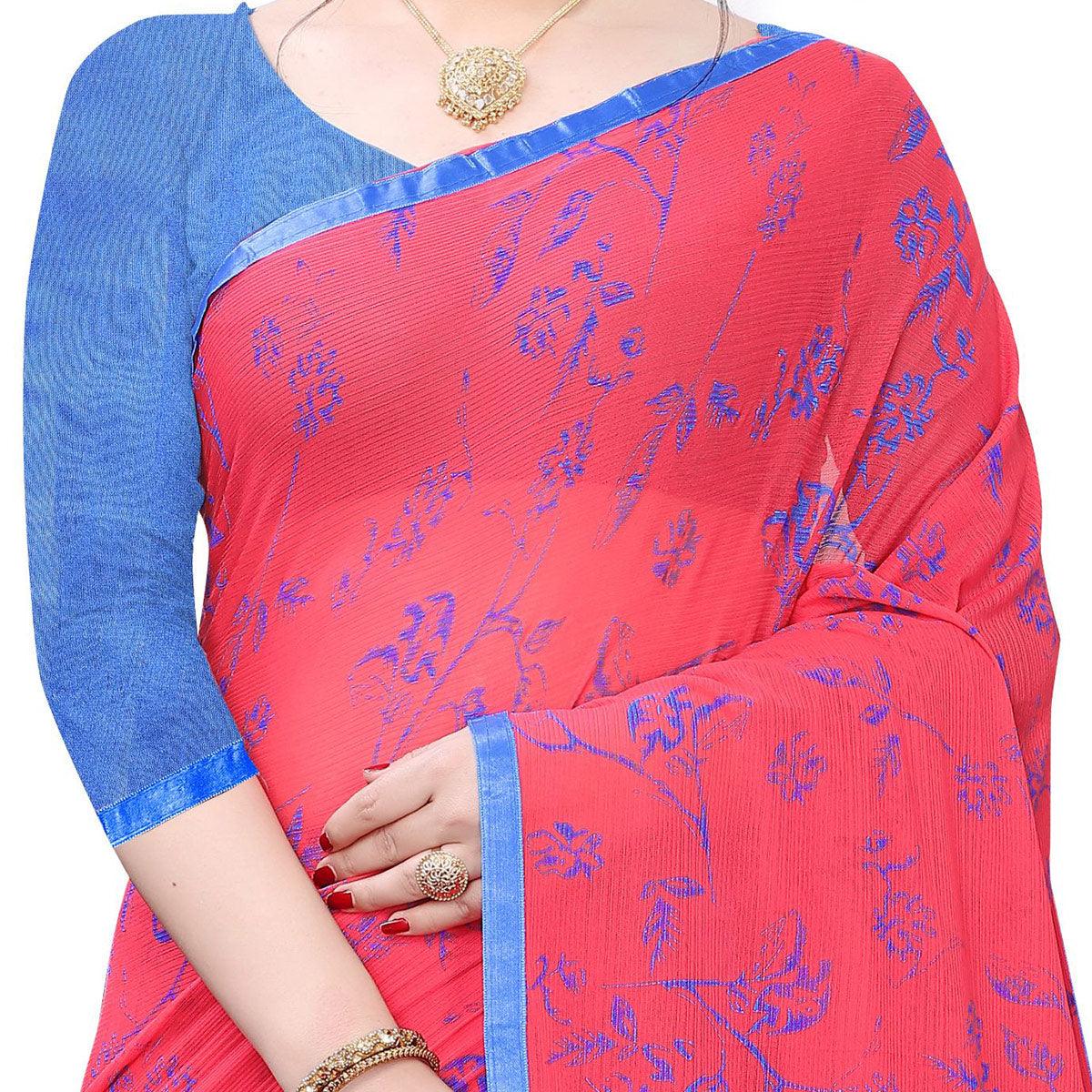 Stunning Pink Colored Casual Wear Printed Art Silk Saree - Peachmode