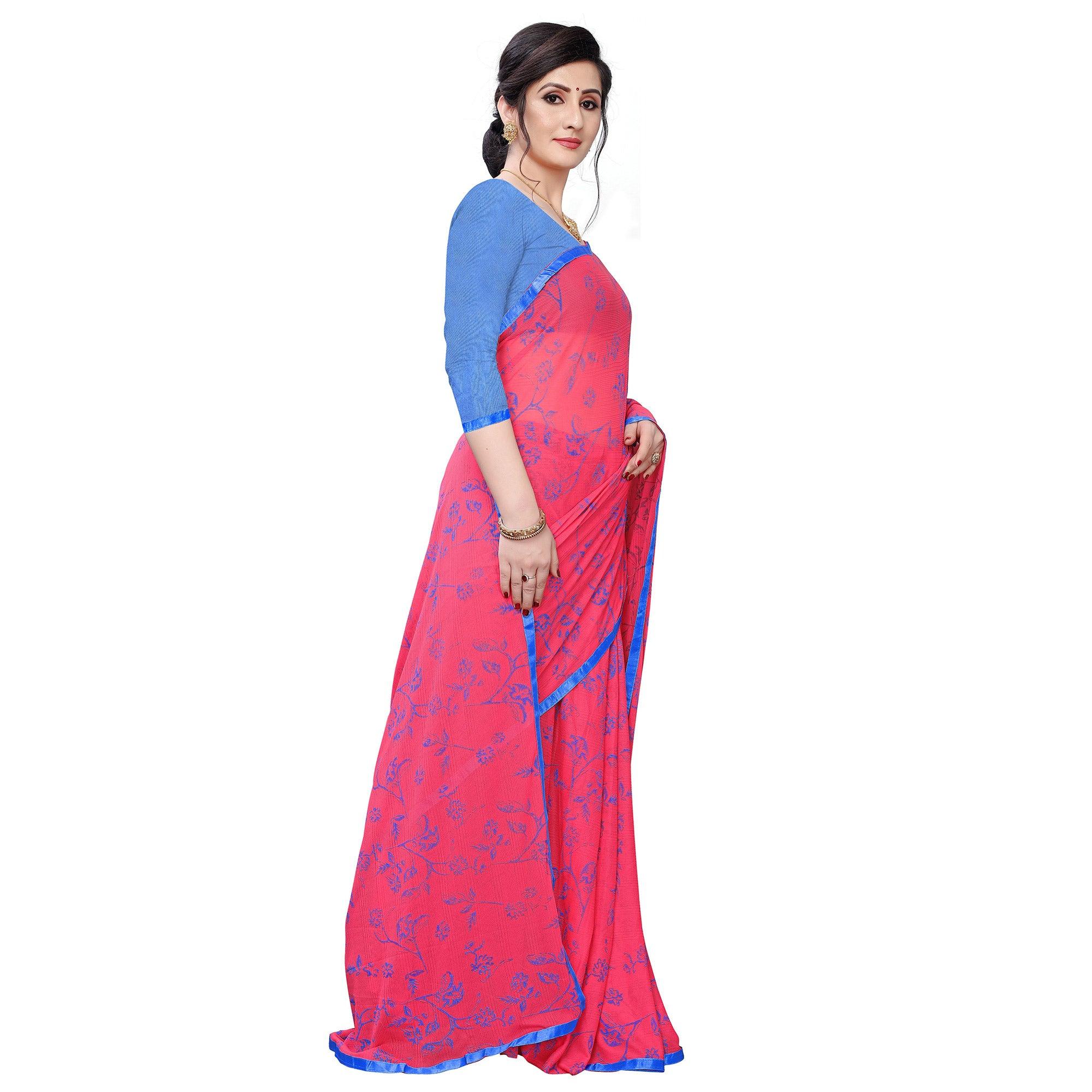 Stunning Pink Colored Casual Wear Printed Art Silk Saree - Peachmode