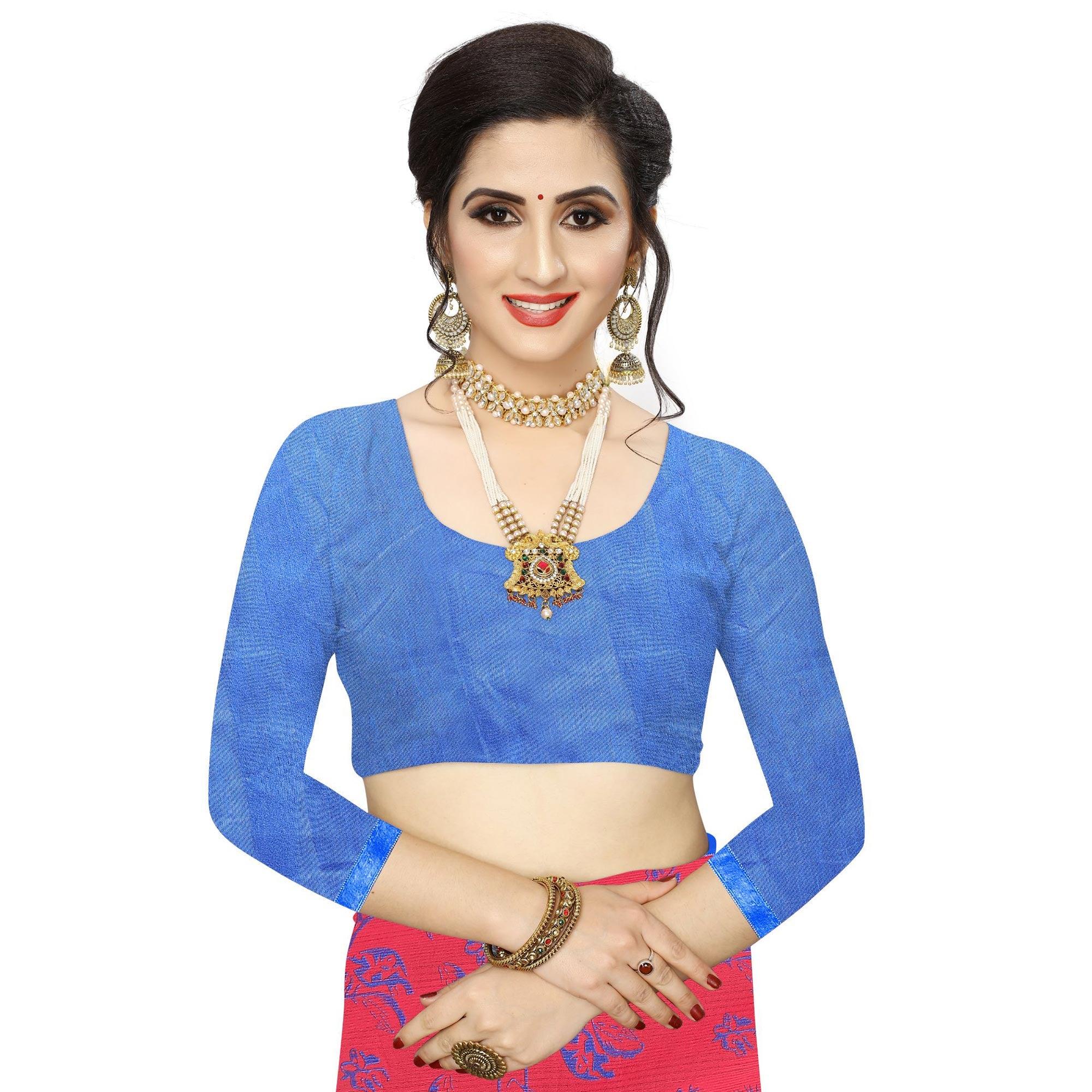 Stunning Pink Colored Casual Wear Printed Art Silk Saree - Peachmode