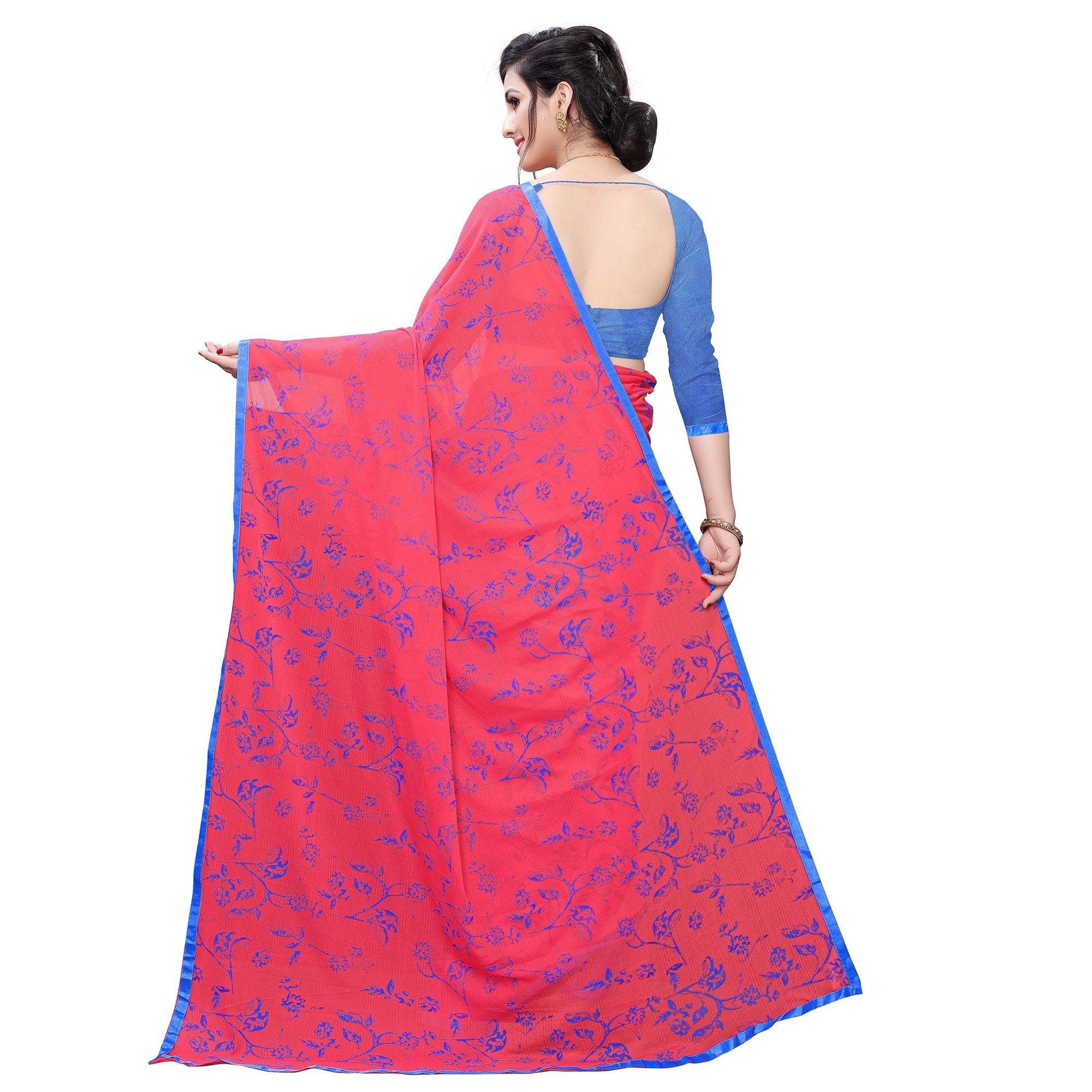 Stunning Pink Colored Casual Wear Printed Art Silk Saree - Peachmode