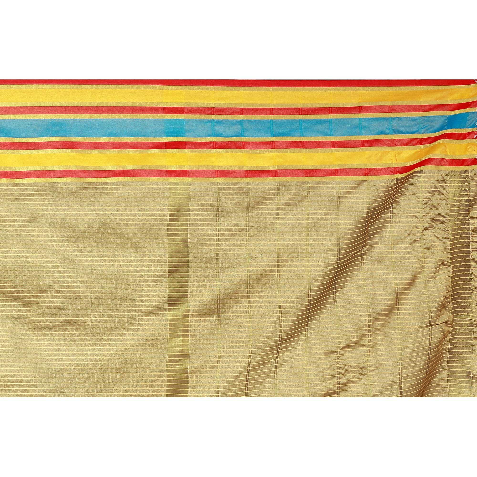 Surpassing Beige Colored Casual Wear Cotton Silk Saree - Peachmode