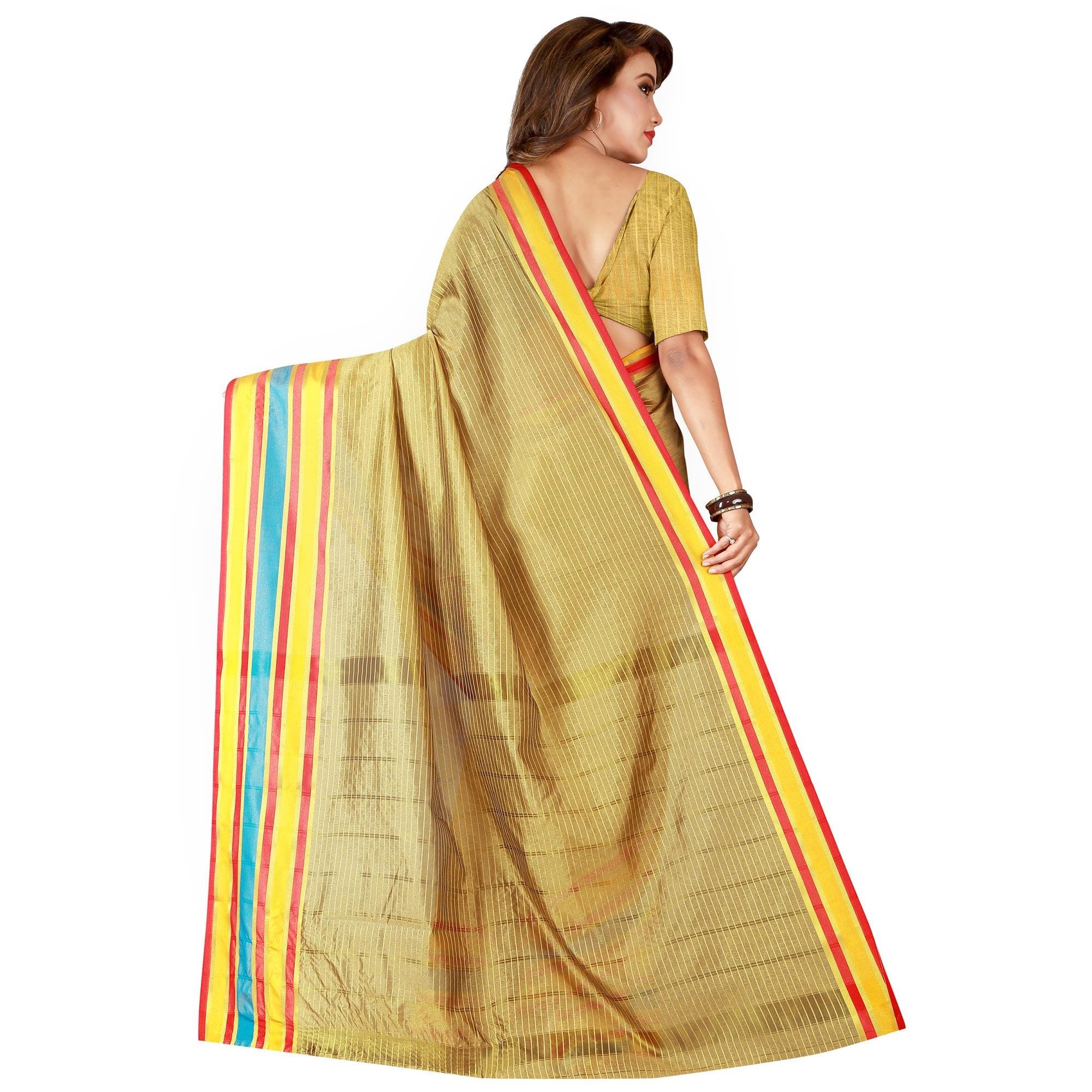 Surpassing Beige Colored Casual Wear Cotton Silk Saree - Peachmode