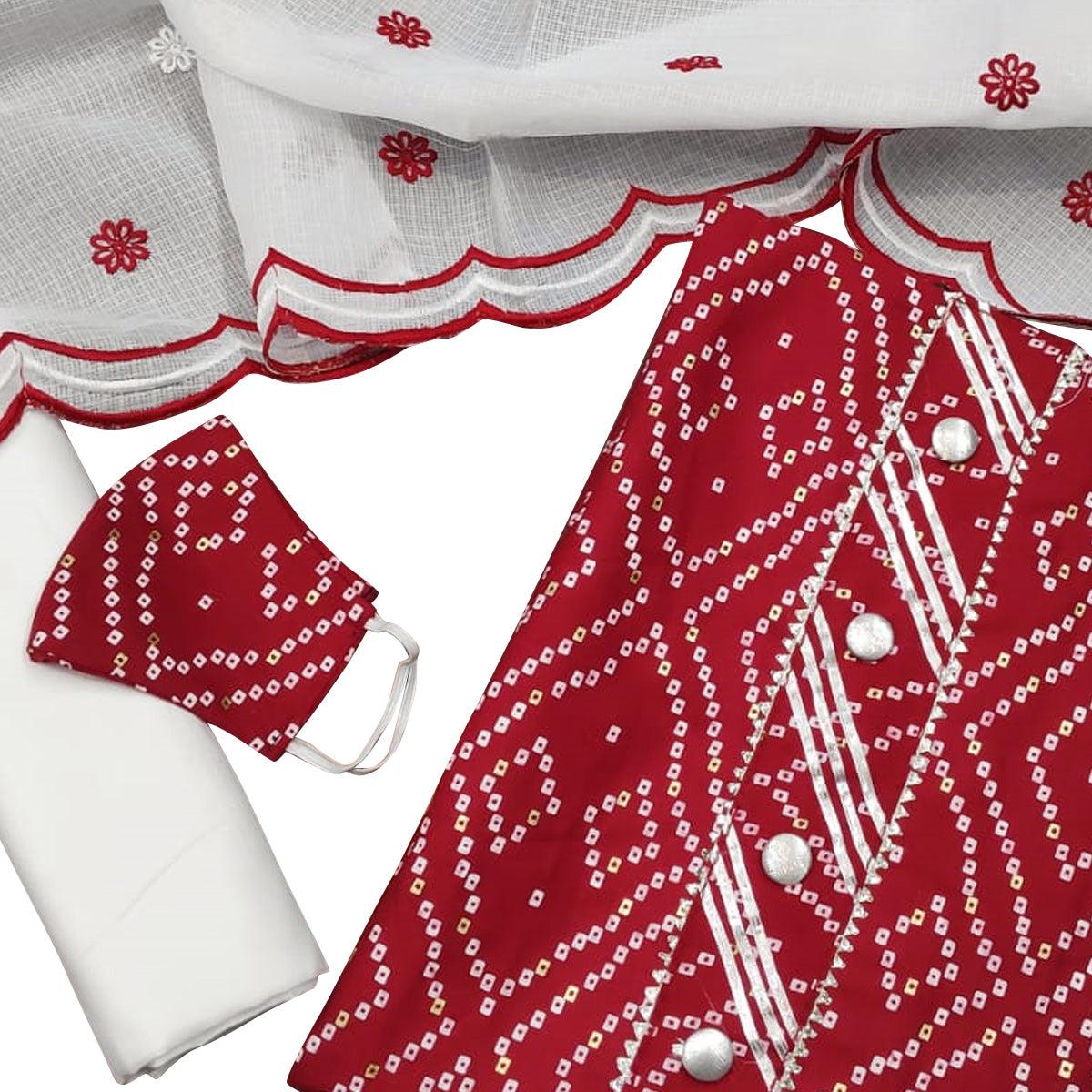 Surpassing Maroon Colored Casual Wear Printed Cotton Dress Material - Peachmode