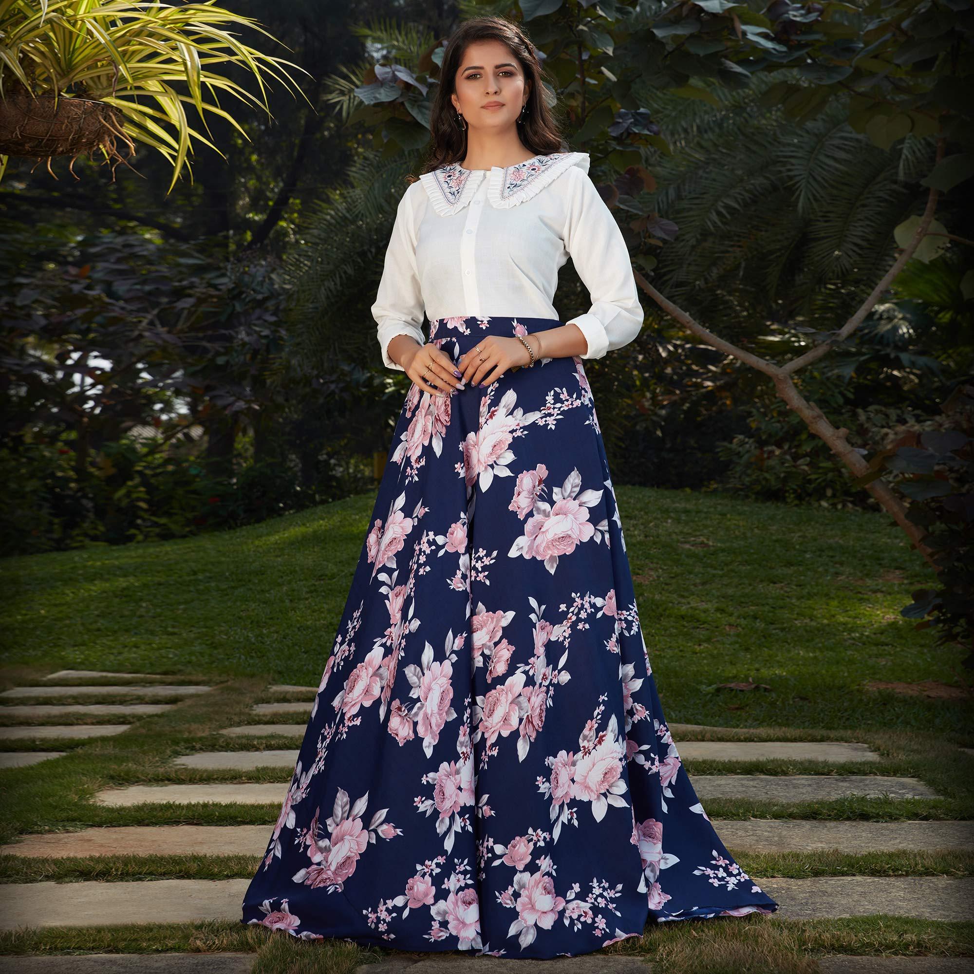 Crop Top Red White Blue Maxi Skirt Blue Long Skirt With Crop Top