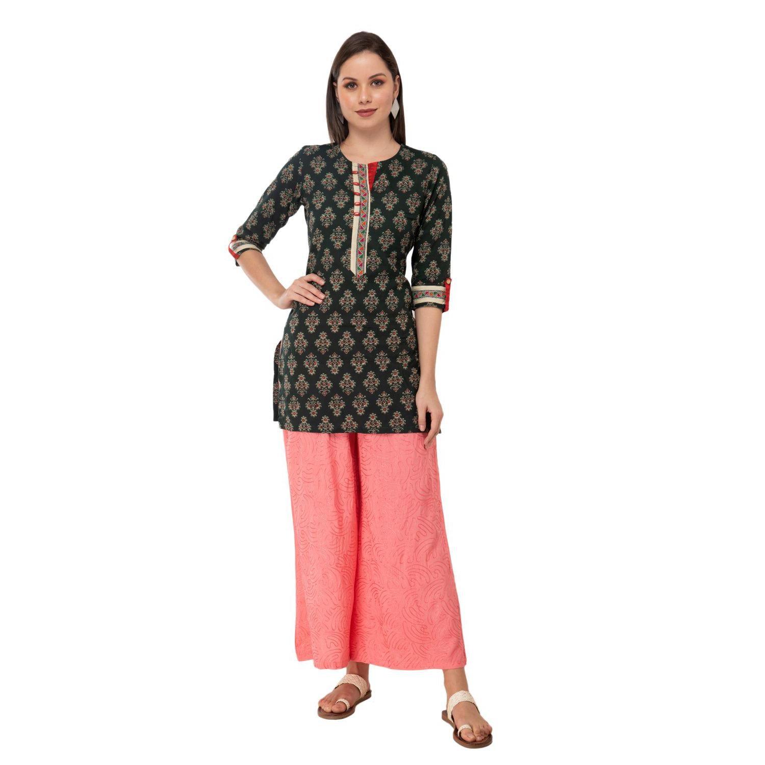Taaraa - Pink Colored Casual Solid Rayon Palazzo - Peachmode
