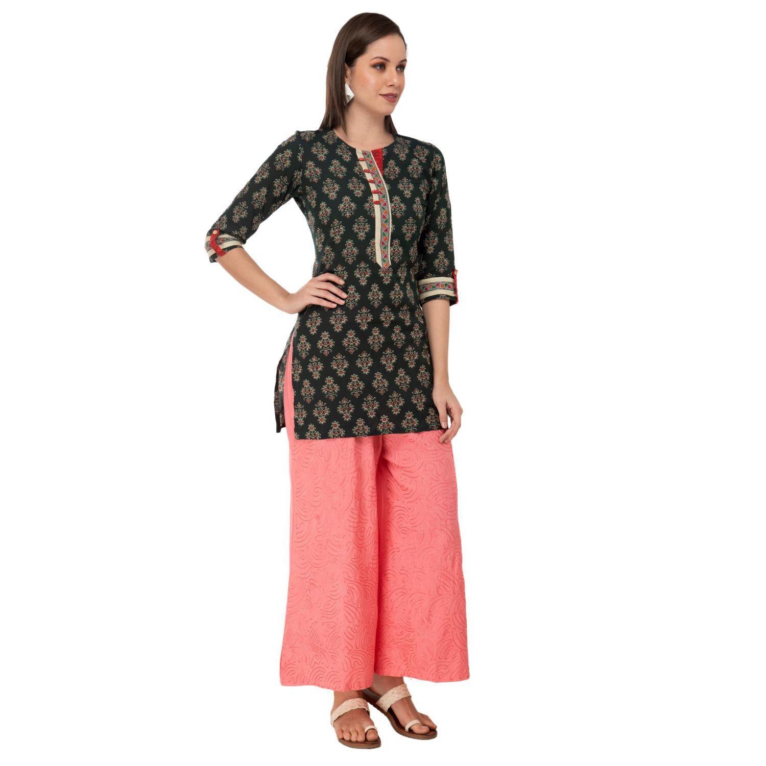 Taaraa - Pink Colored Casual Solid Rayon Palazzo - Peachmode