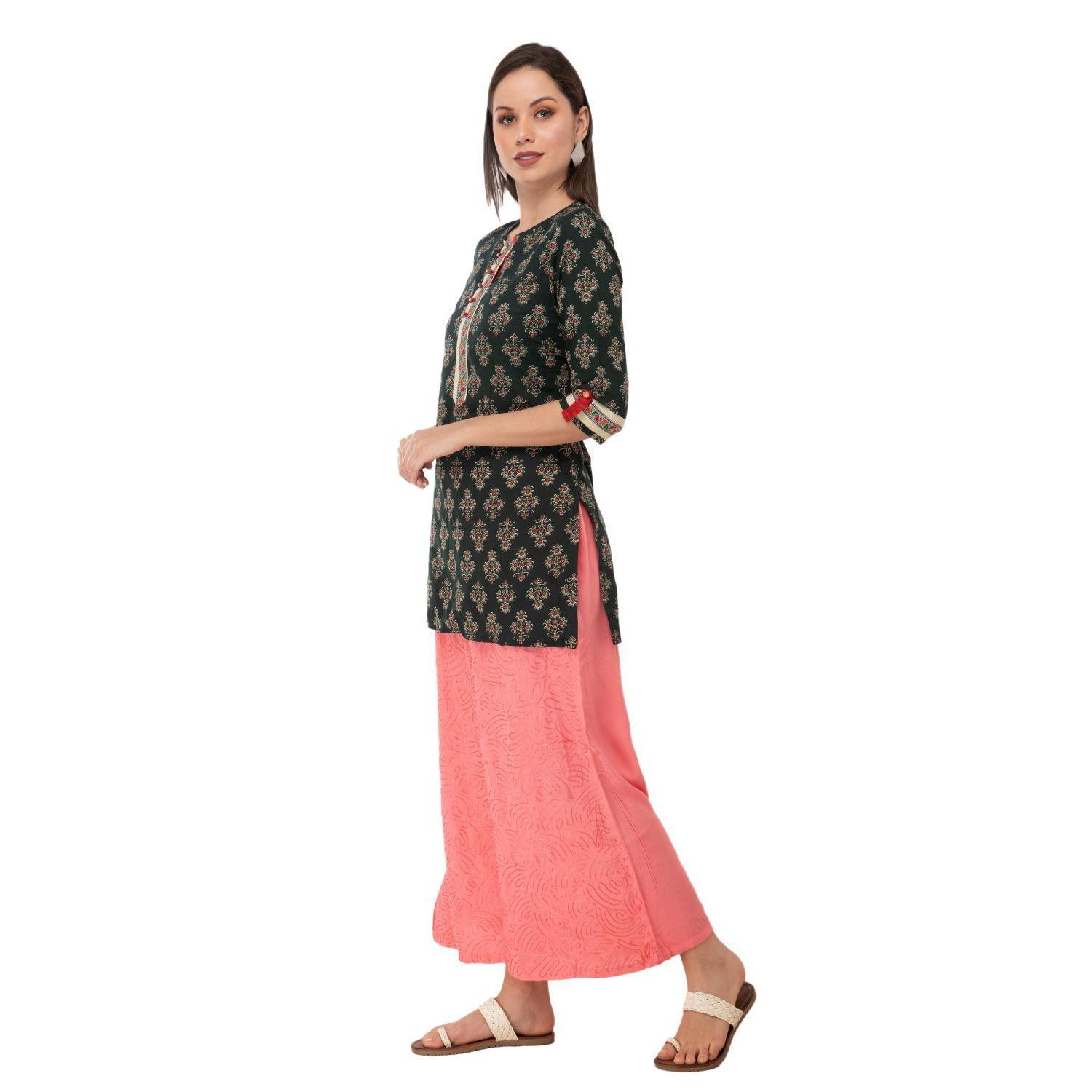 Taaraa - Pink Colored Casual Solid Rayon Palazzo - Peachmode