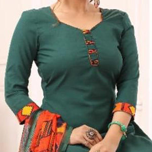 Teal Green Casual Wear Printed Leon Patiala Dress Material - Peachmode