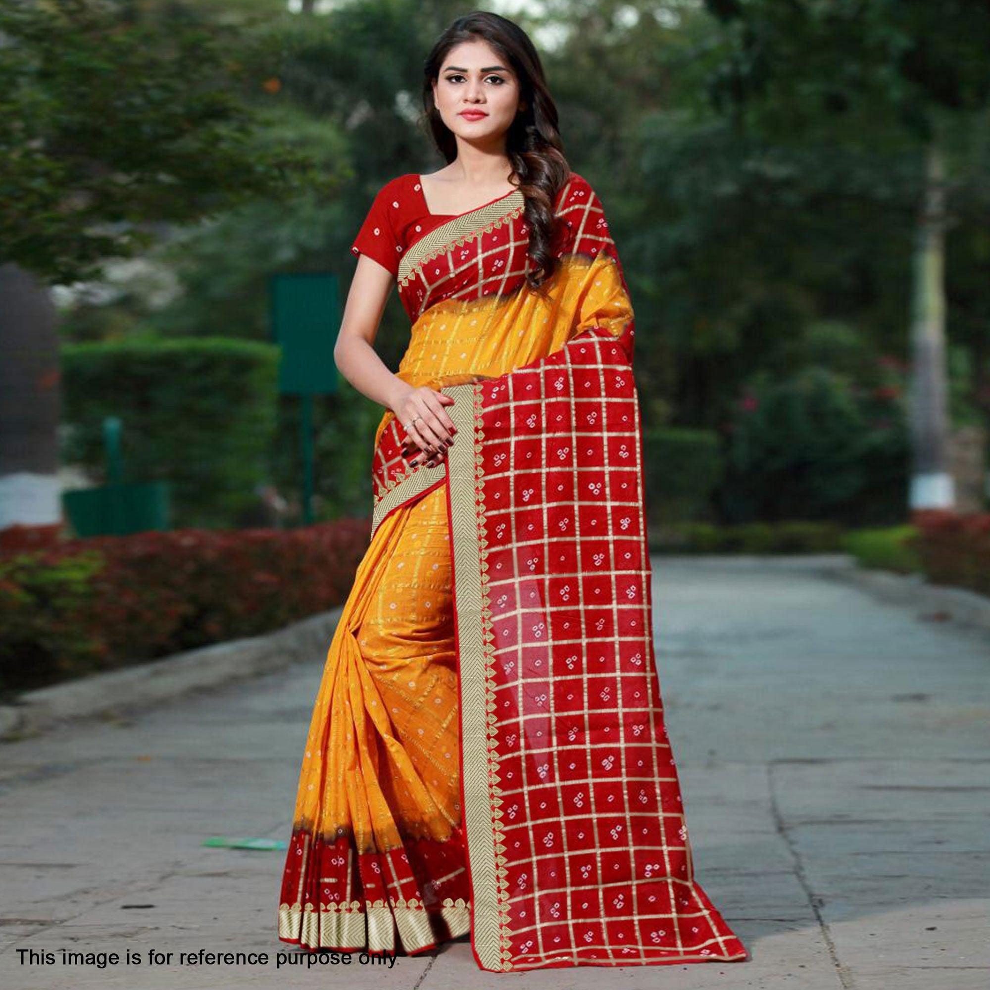 Trendy Yellow Colored Casual Printed Art Silk Saree - Peachmode