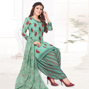 Turquoise And Blue Patiala Dress Material Pack Of 2 - Peachmode