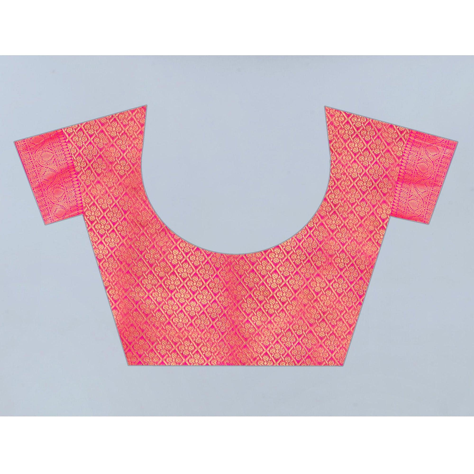 Turquoise Woven Banarasi Silk Saree - Peachmode