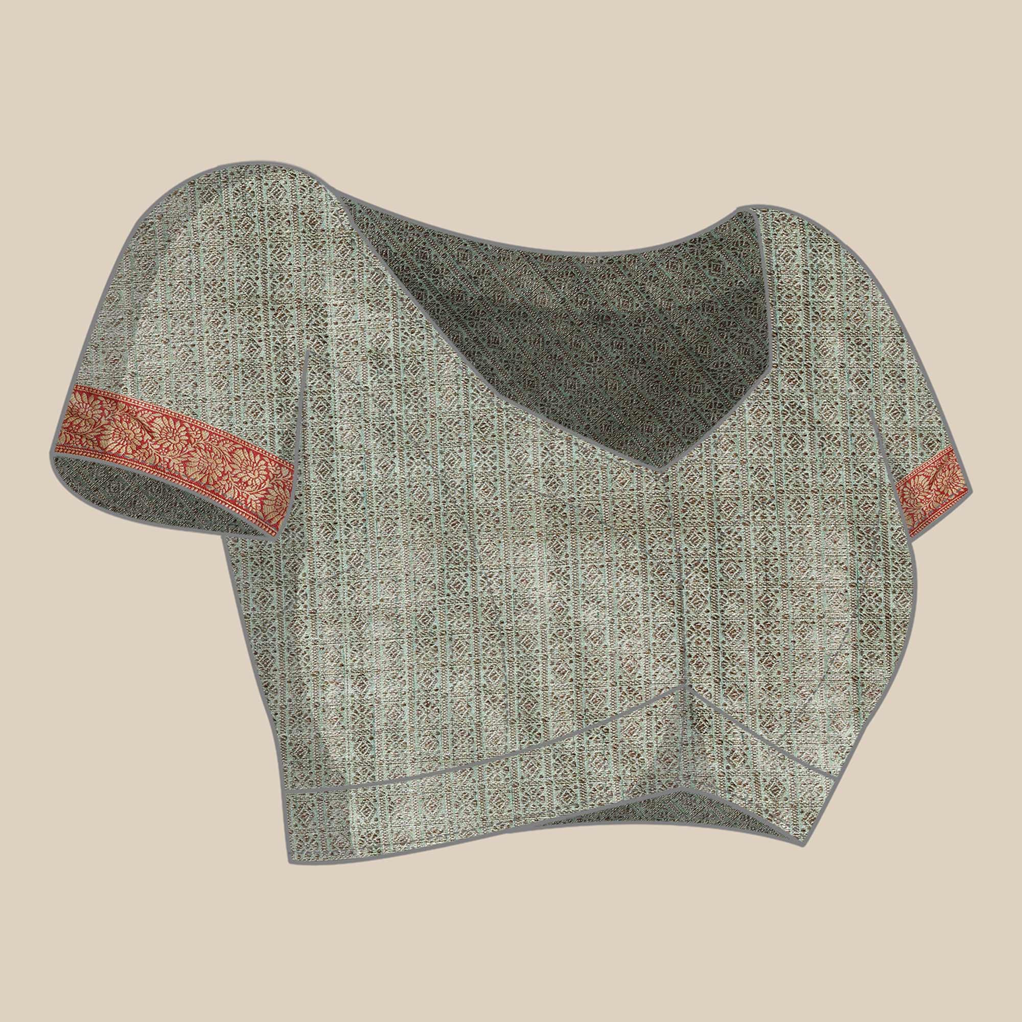 Turquoise Woven Cotton Silk Saree With Tassels - Peachmode