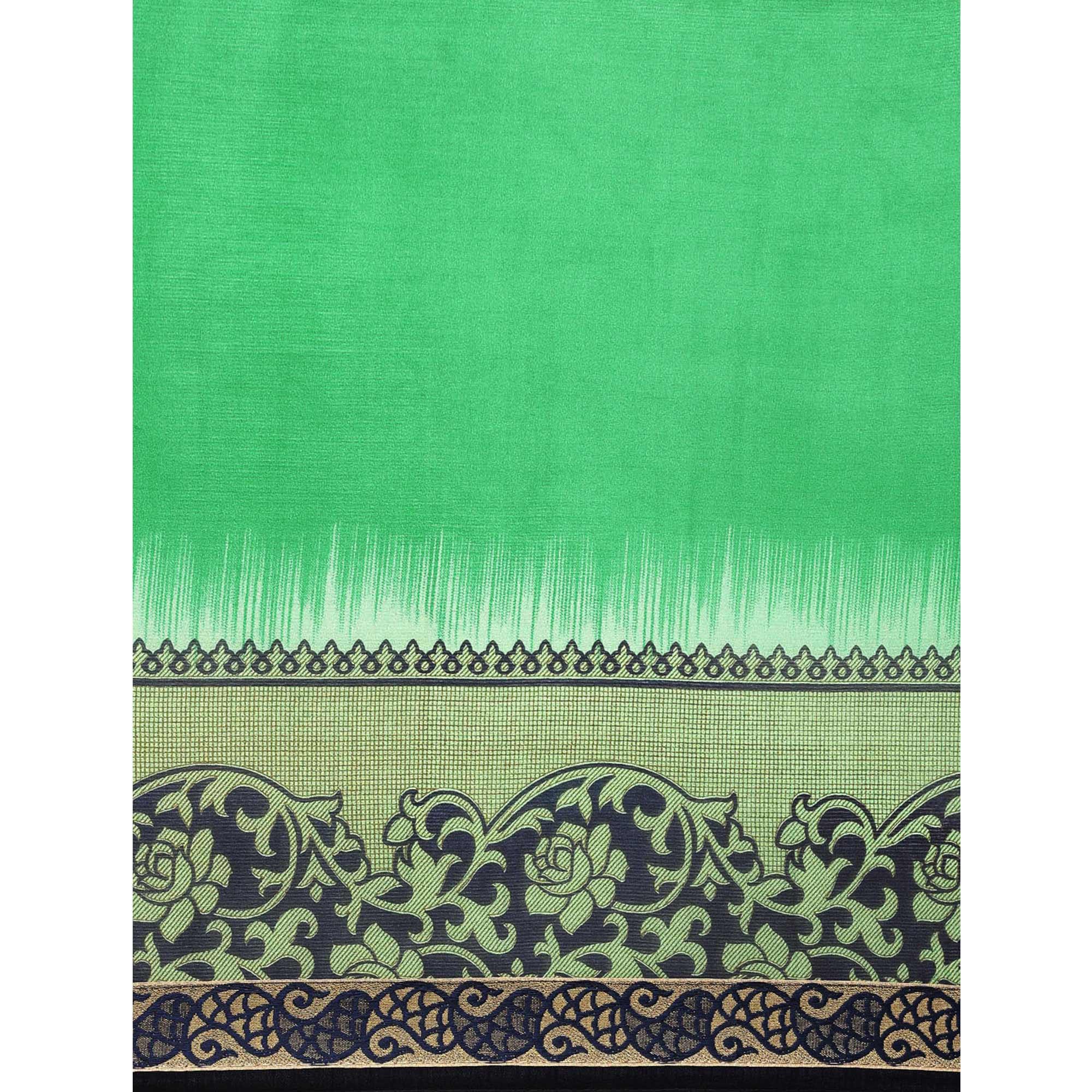 Unique Dark Green Colored Partywear Printed Rangoli Silk Saree - Peachmode