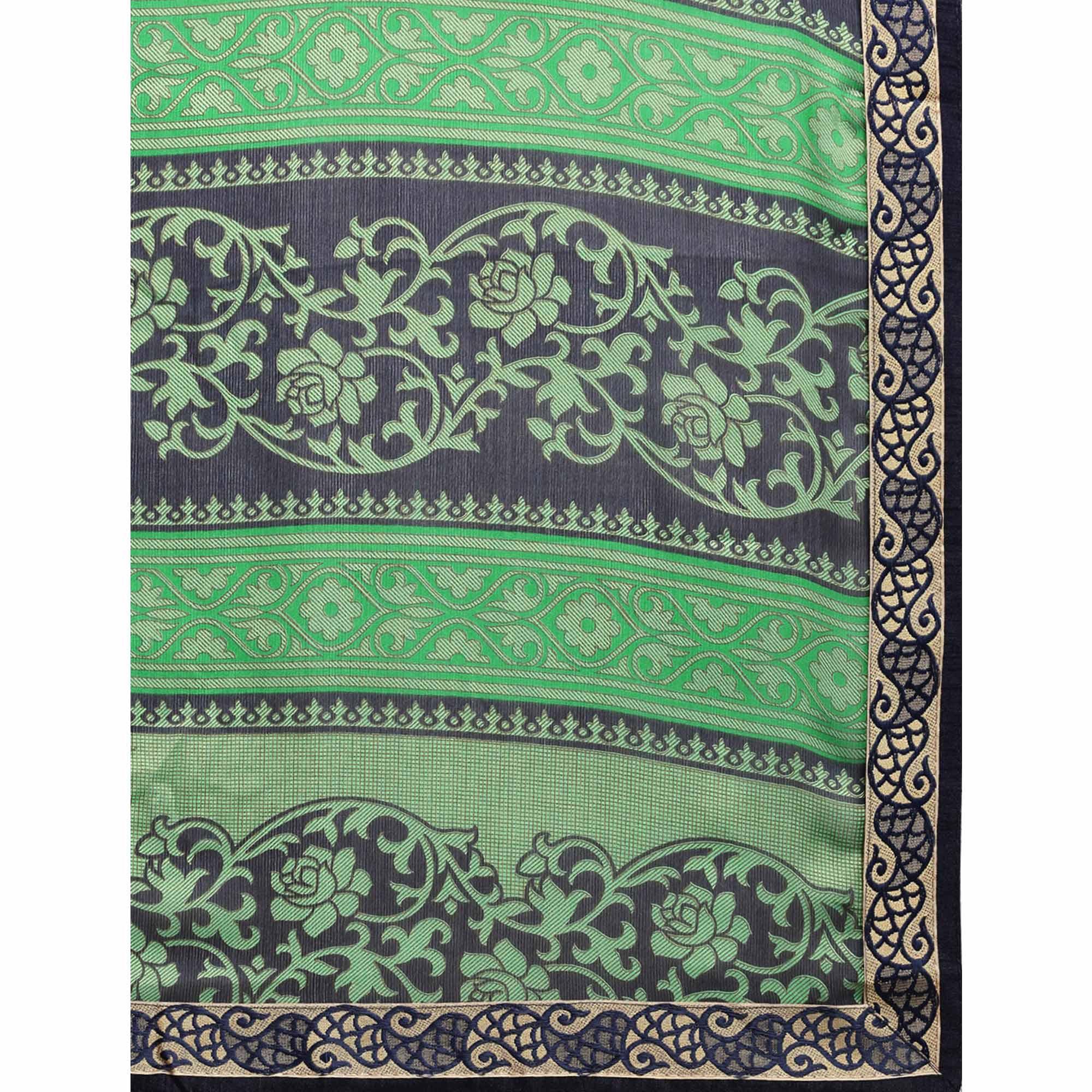 Unique Dark Green Colored Partywear Printed Rangoli Silk Saree - Peachmode