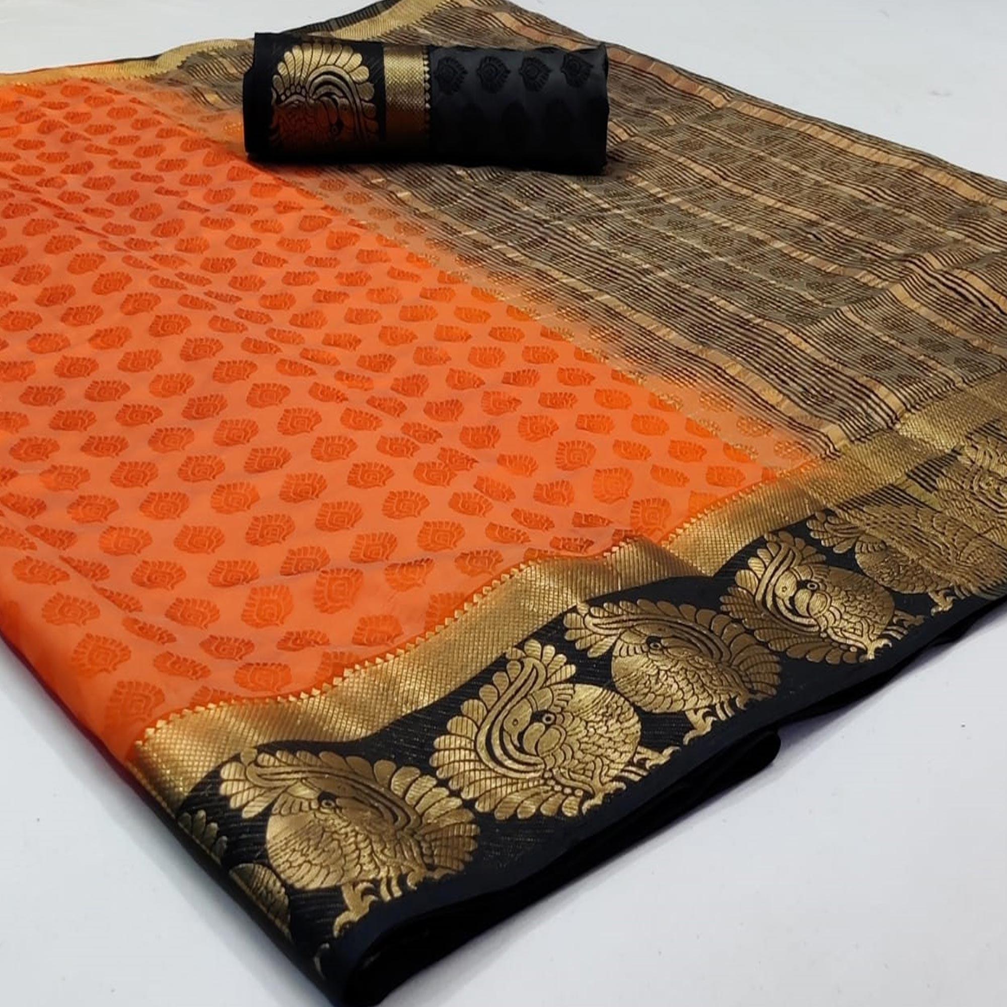 Unique Peach Coloured Festive Wear Woven Art Silk Saree - Peachmode