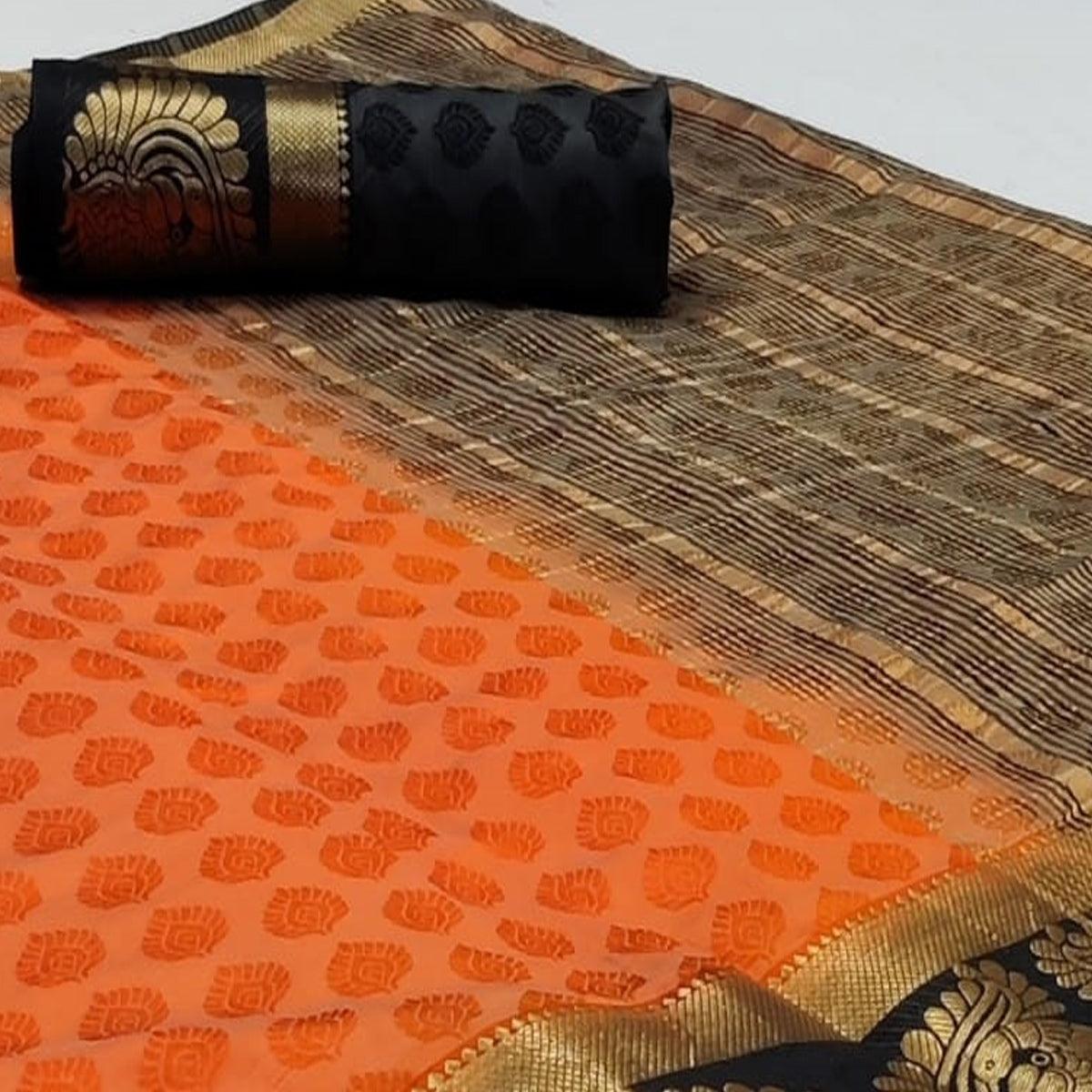Unique Peach Coloured Festive Wear Woven Art Silk Saree - Peachmode