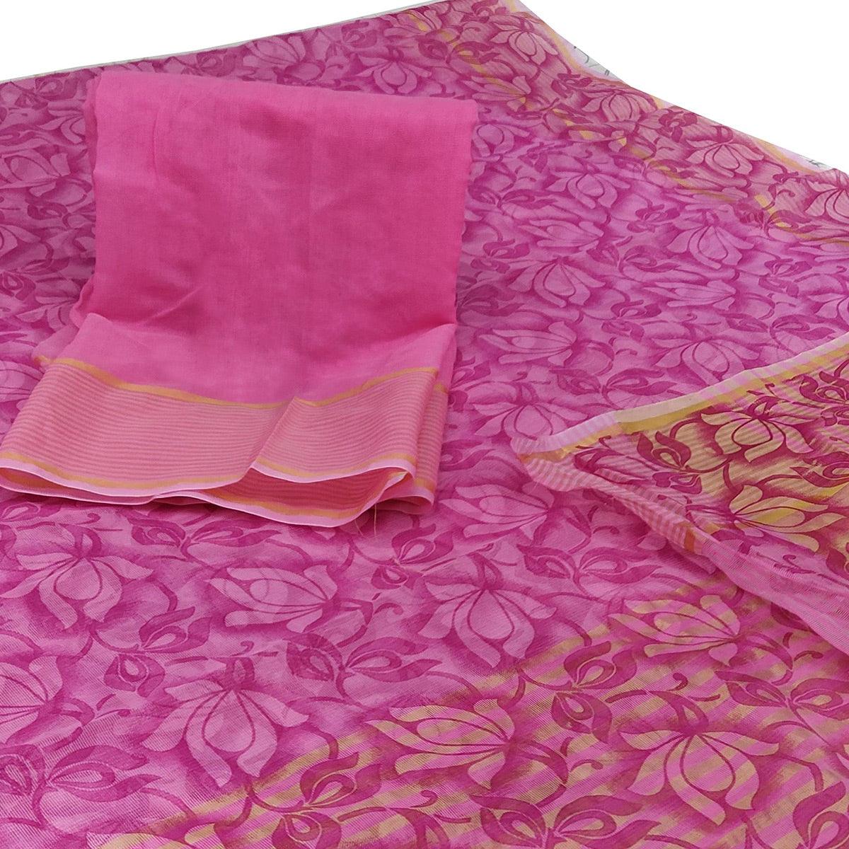 Unique Purple Colored Casual Wear Floral Printed Net Saree - Peachmode