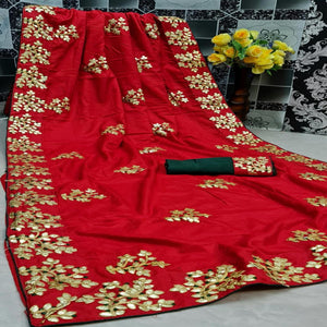 Unique Red Colored Festive Wear Butta Work Dola Silk Saree - Peachmode