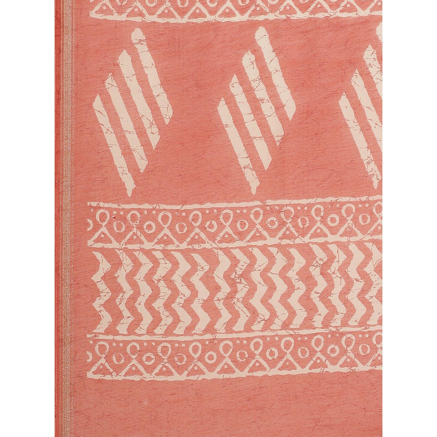 Unique Rust Colored Casual Wear Printed Silk Blend Saree - Peachmode