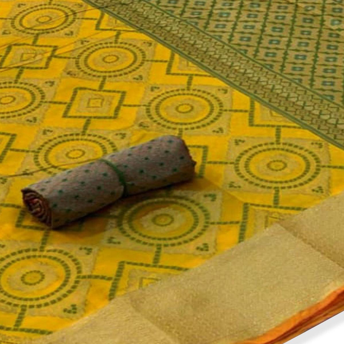 Unique Yellow Colored Festive Wear Woven Silk Saree - Peachmode