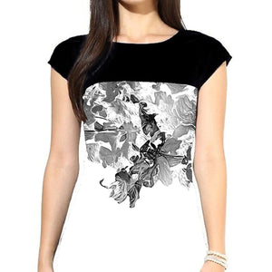 White-Black Colored Casual Printed Kurti - Peachmode
