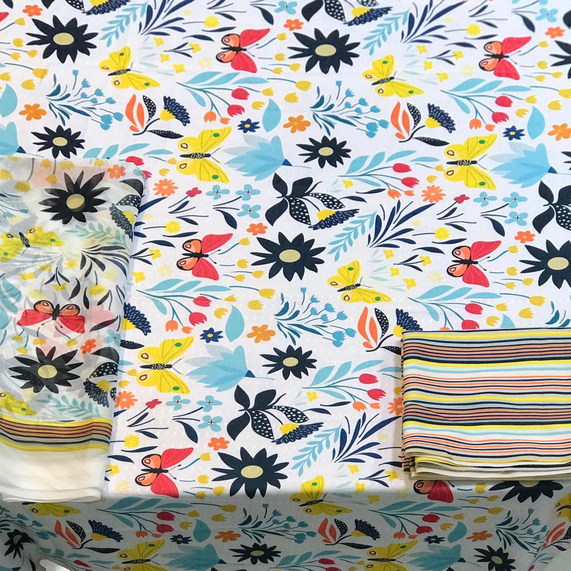 White Casual Wear Floral Printed Pashmina Dress Material - Peachmode