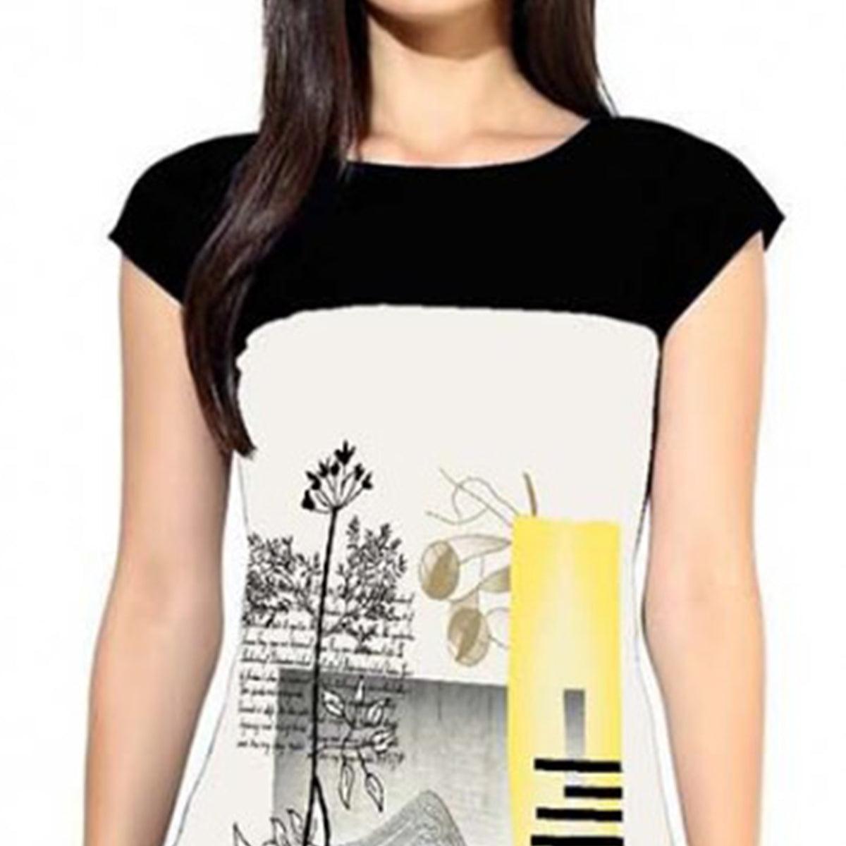 White Digital Printed Crepe Kurti - Peachmode