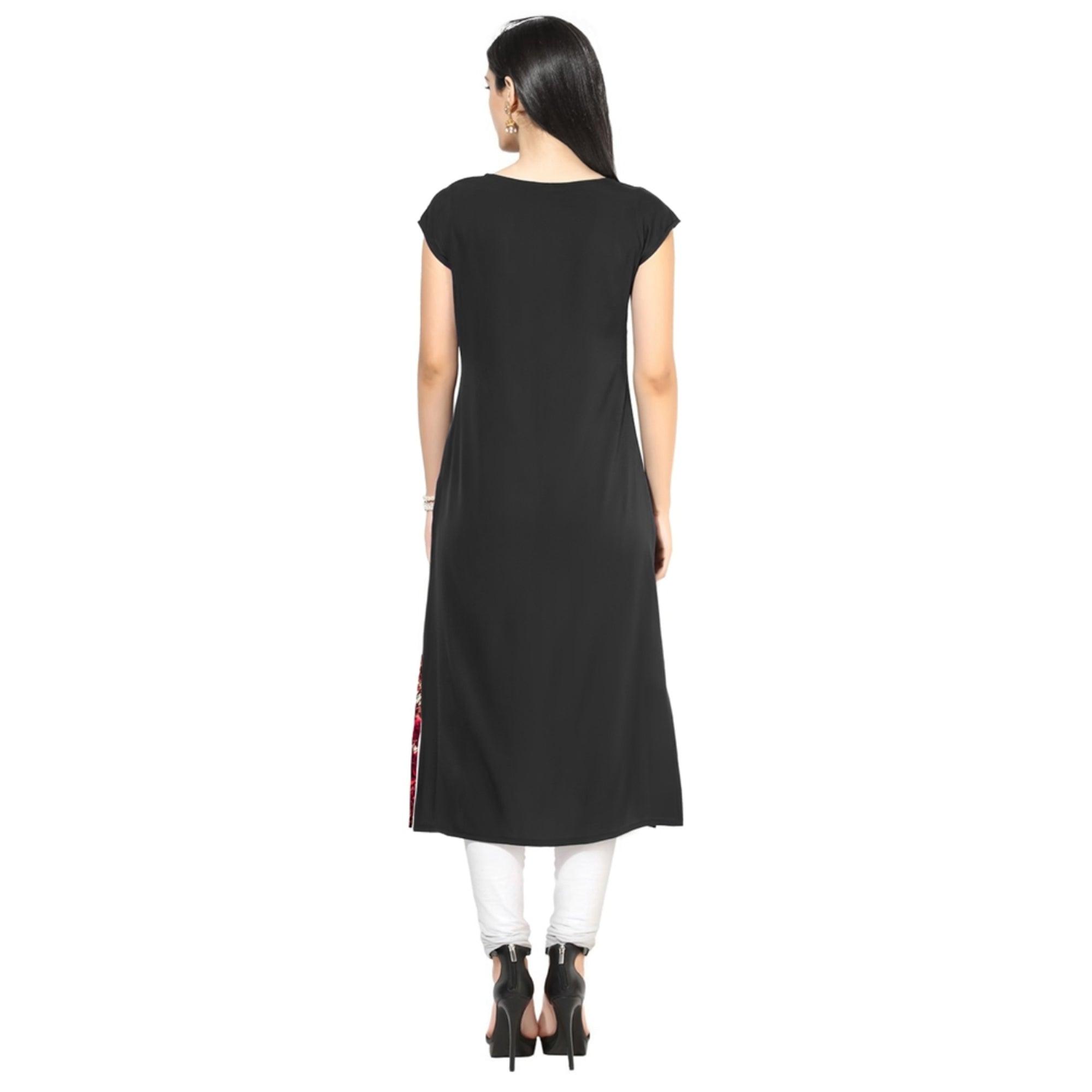 White Digital Printed Crepe Kurti - Peachmode