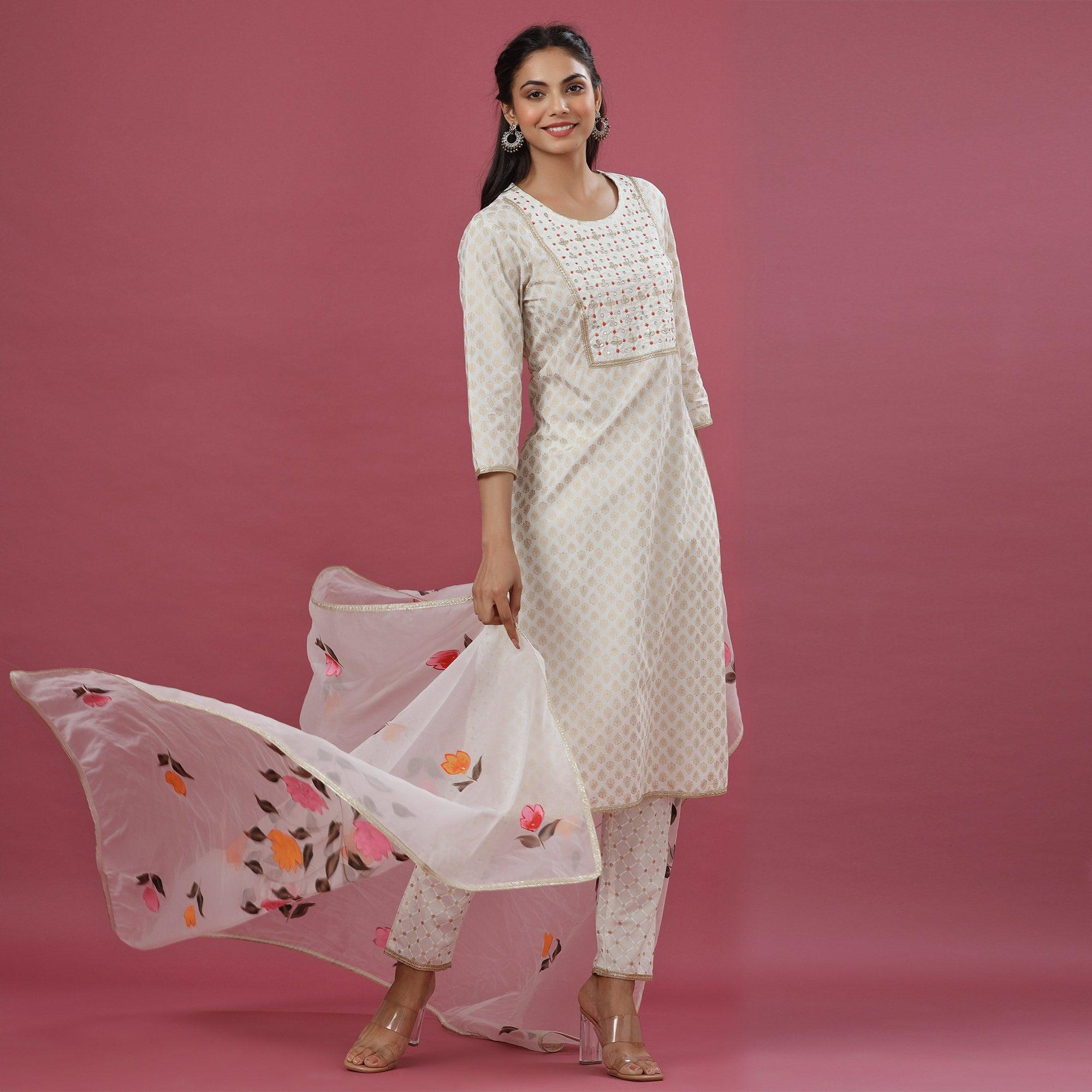 Cotton Ladies Party Wear Kurti Pant Set, Hand Wash, 150GSM at Rs 830/set in  New Delhi
