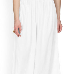 White Solid Rayon Palazzo - Peachmode