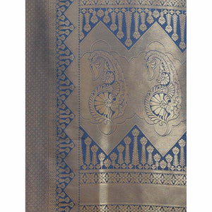 Women's Blue Festive Wear Woven Kanjivaram Silk Saree With Unstitched Blouse - Peachmode